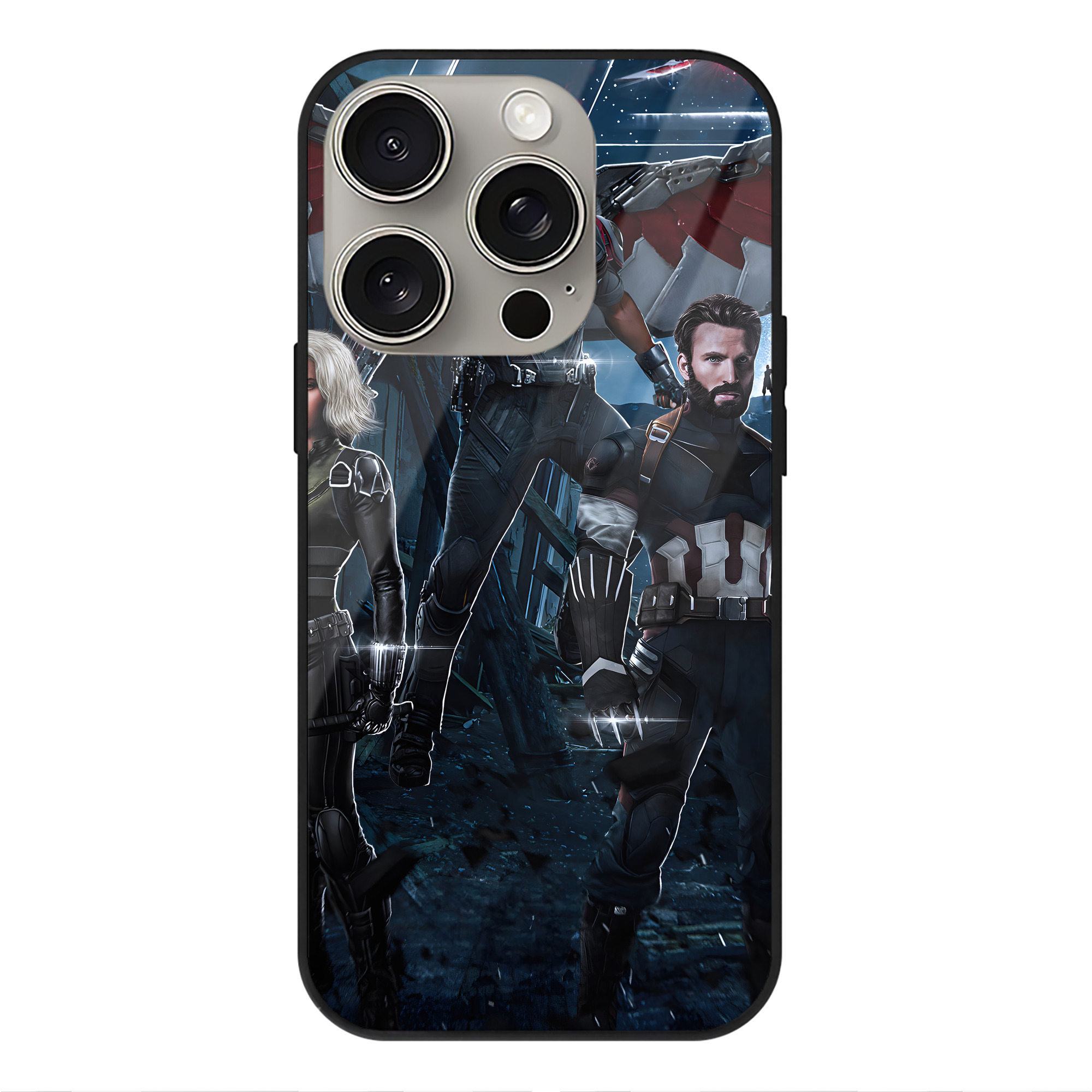 （画像用） アベンジャーズ The Avengers 【iPhone15Pro対応】スマホケース 耐衝撃＆黄変防止 背面ガラス