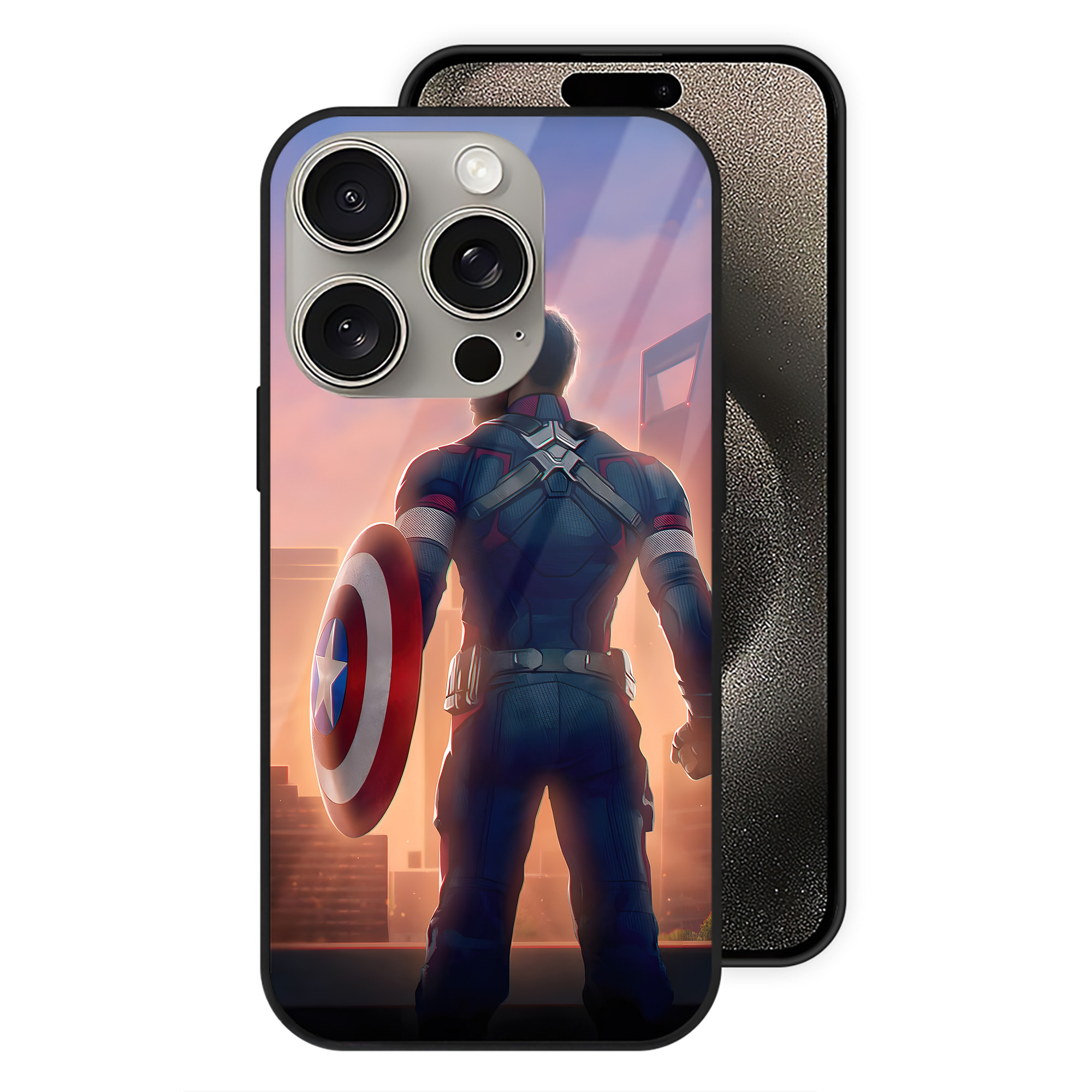（画像用） アベンジャーズ The Avengers 【iPhone15Pro対応】スマホケース 耐衝撃＆黄変防止 背面ガラス