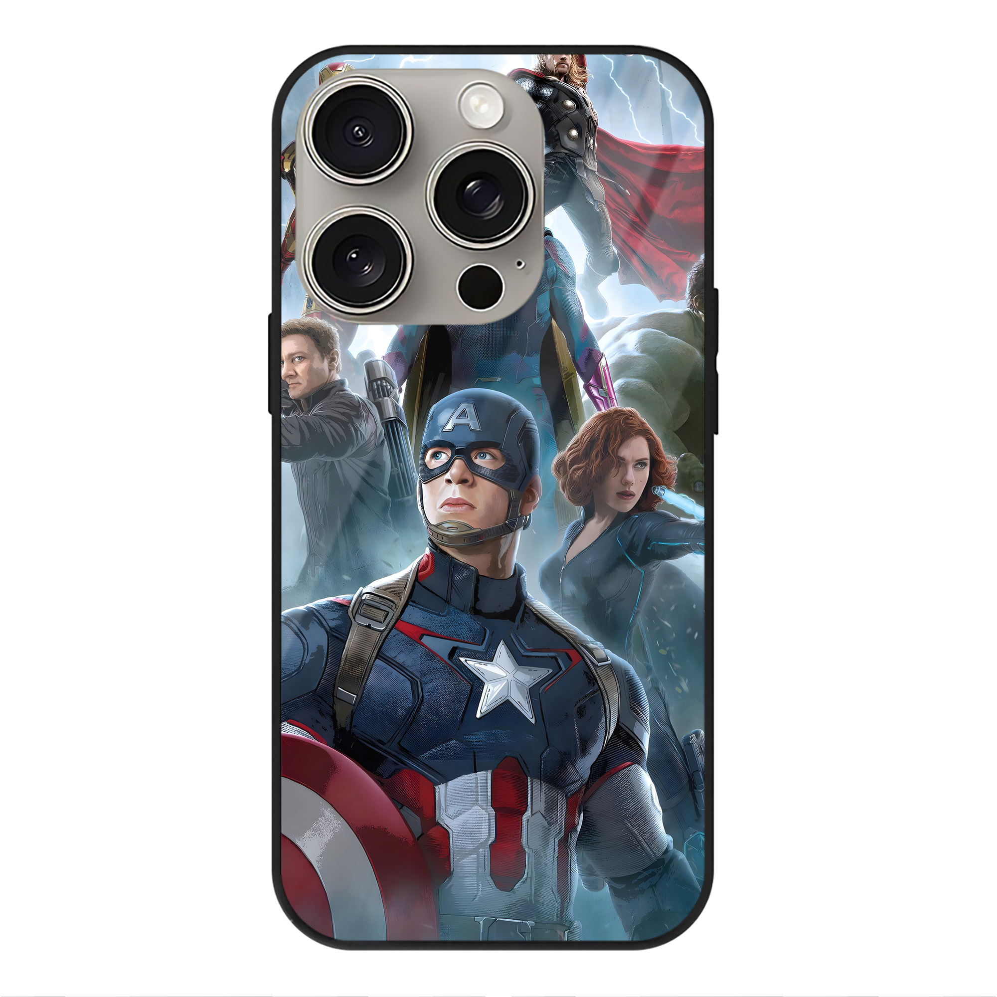 （画像用） アベンジャーズ The Avengers 【iPhone15Pro対応】スマホケース 耐衝撃＆黄変防止 背面ガラス