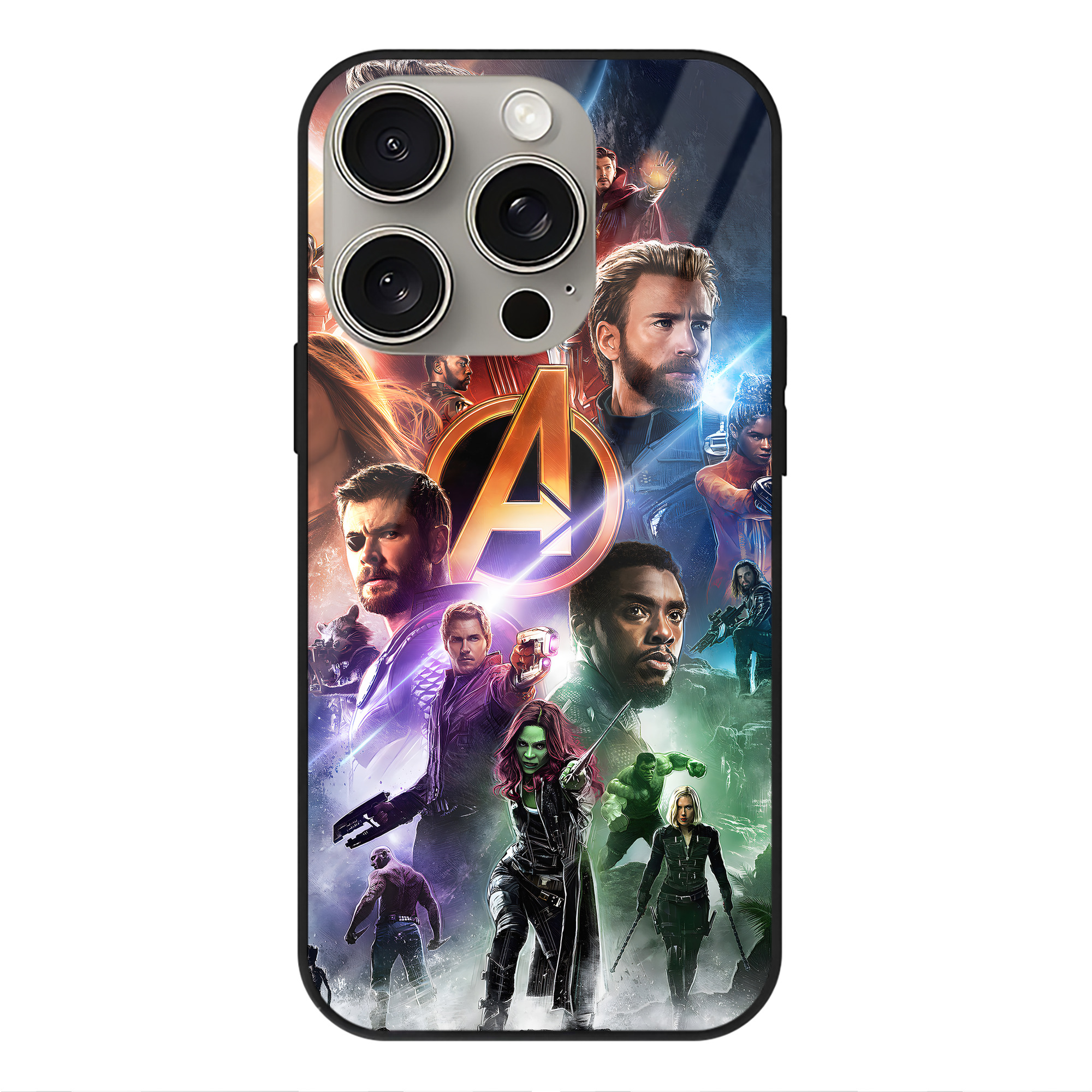 （画像用） アベンジャーズ The Avengers 【iPhone15Pro対応】スマホケース 耐衝撃＆黄変防止 背面ガラス