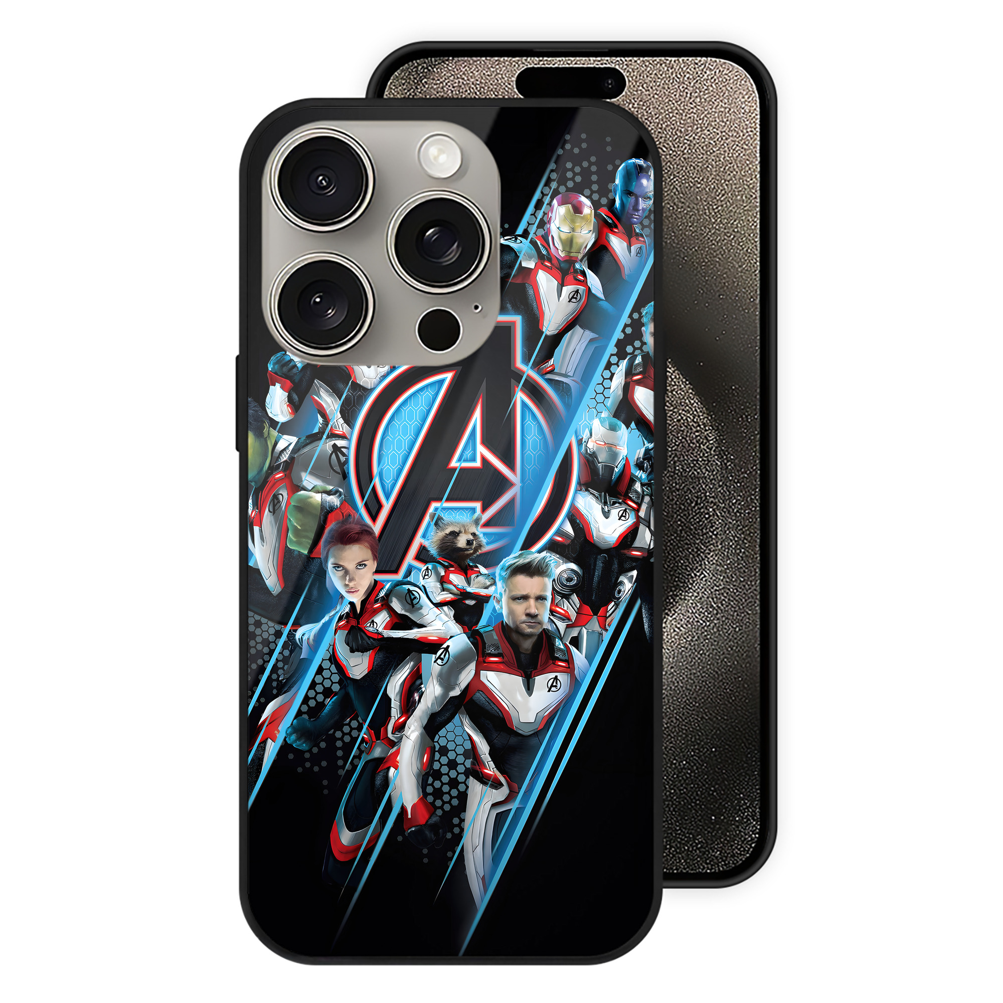 （画像用） アベンジャーズ The Avengers 【iPhone15Pro対応】スマホケース 耐衝撃＆黄変防止 背面ガラス