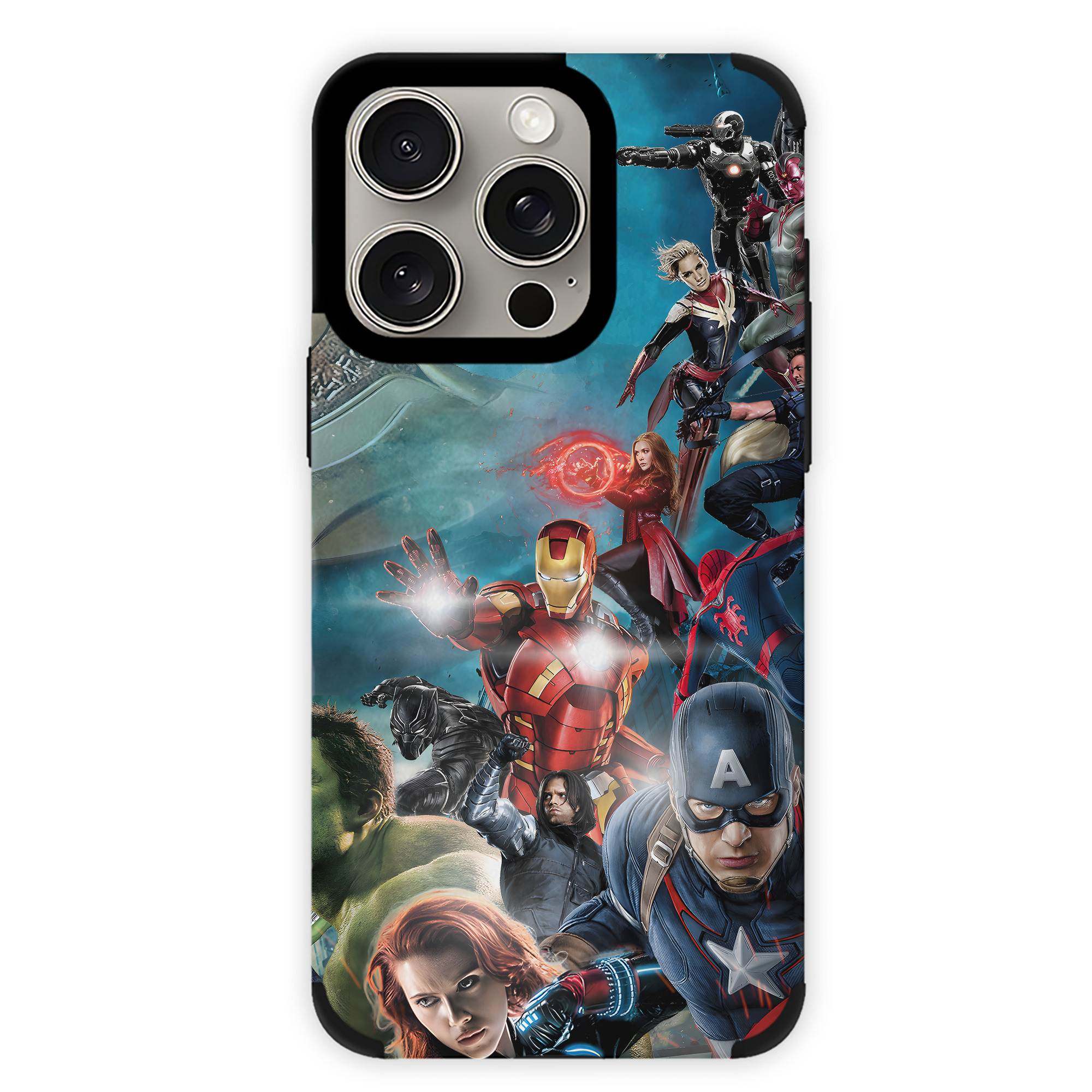 （画像用） アベンジャーズ The Avengers 【iPhone15ProMax対応】 PUレザー スマホケース 耐衝撃＆黄変防止