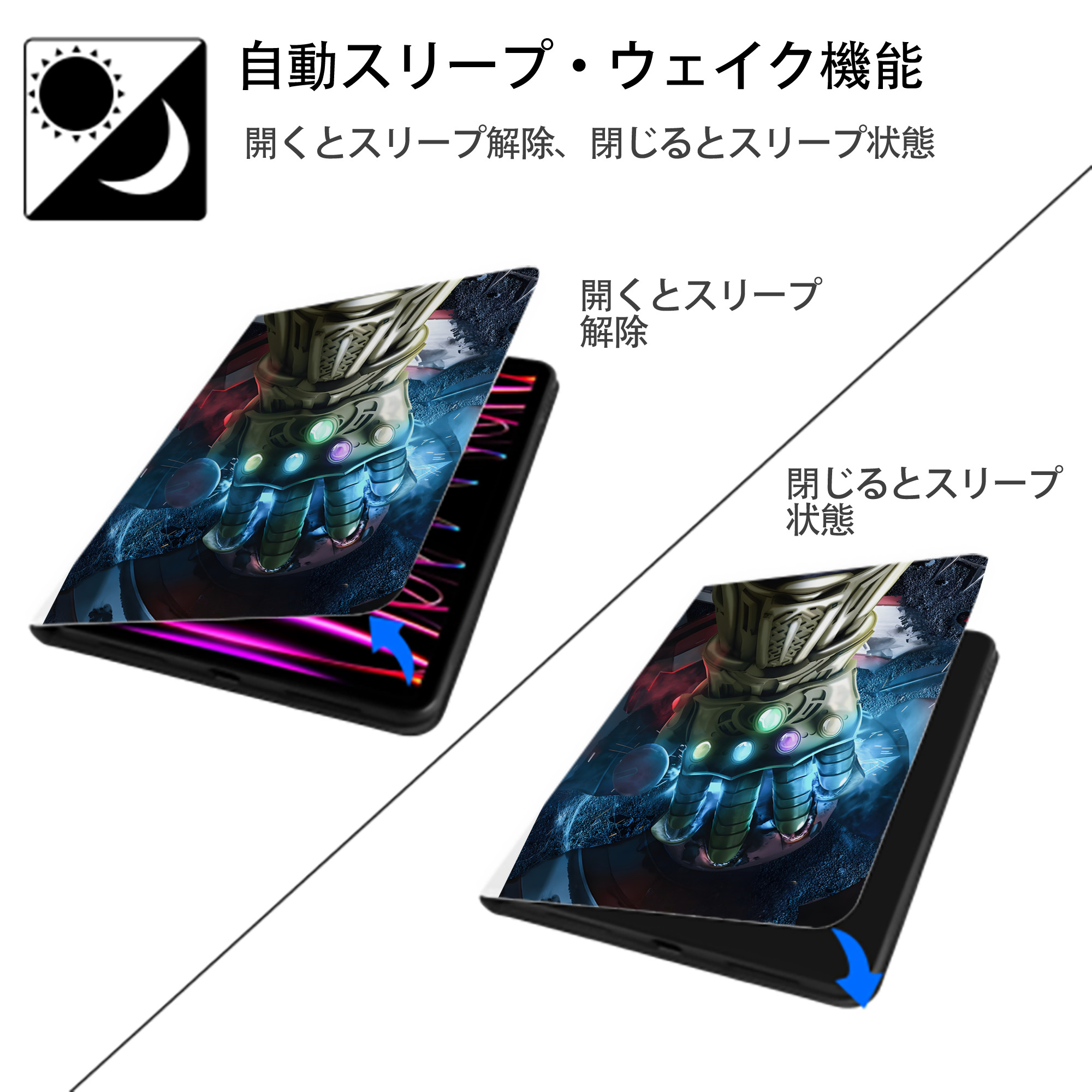 アベンジャーズ The Avengers IPad ケース ペン収納付き 三つ折りスタンド PUレザー×シリコン 対応機種9.5/10.5/10.9インチ