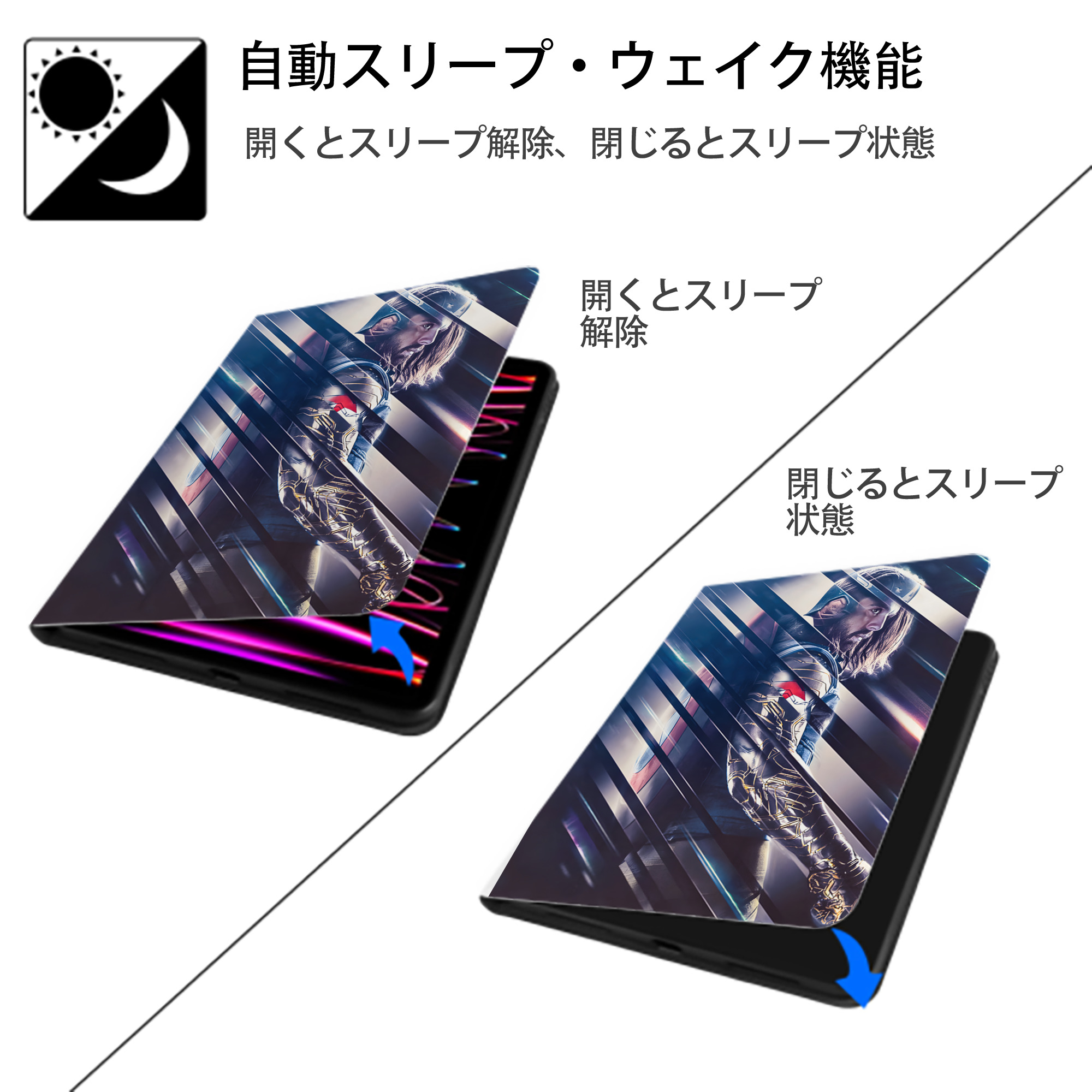 アベンジャーズ The Avengers IPad ケース ペン収納付き 三つ折りスタンド PUレザー×シリコン 対応機種9.5/10.5/10.9インチ