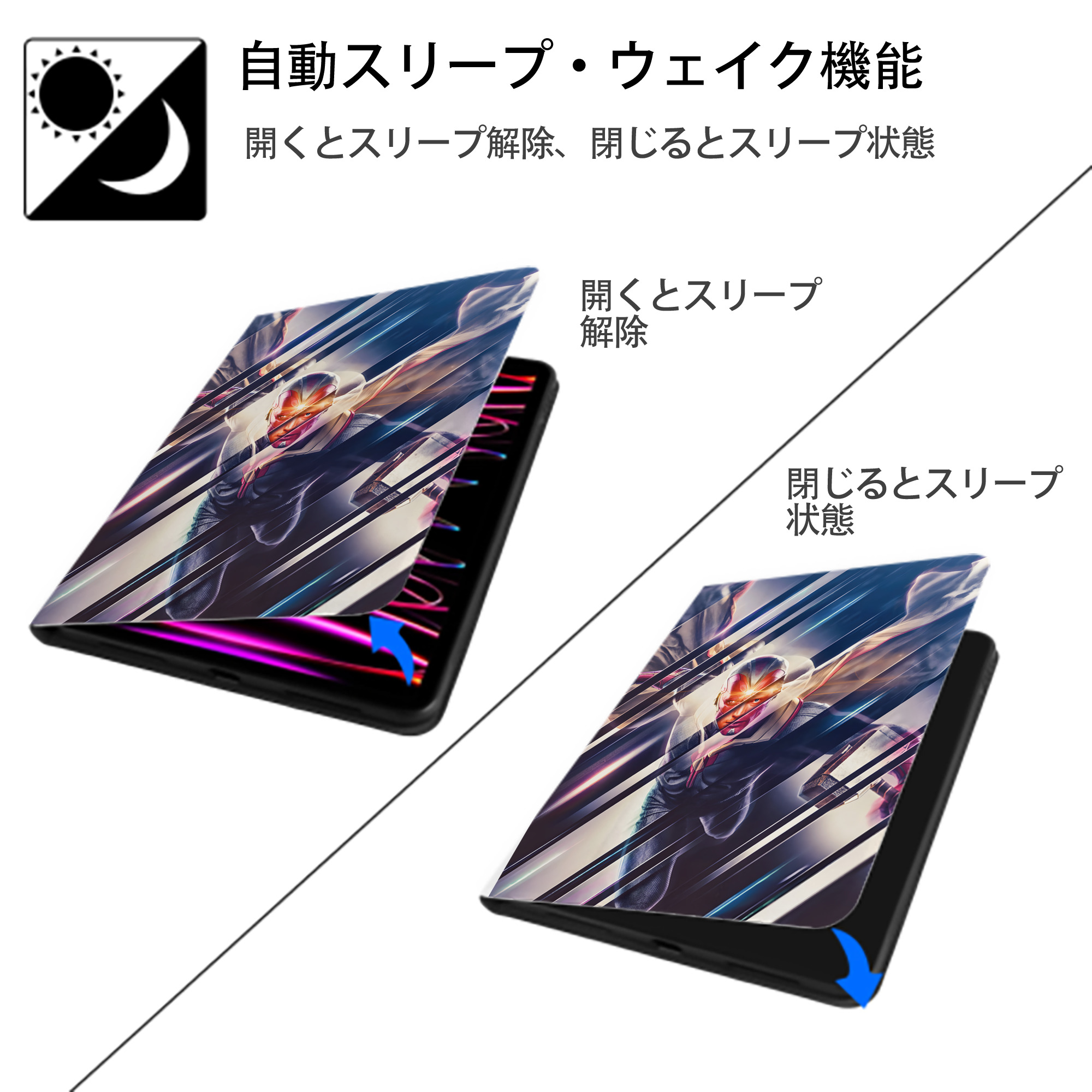 アベンジャーズ The Avengers IPad ケース ペン収納付き 三つ折りスタンド PUレザー×シリコン 対応機種9.5/10.5/10.9インチ