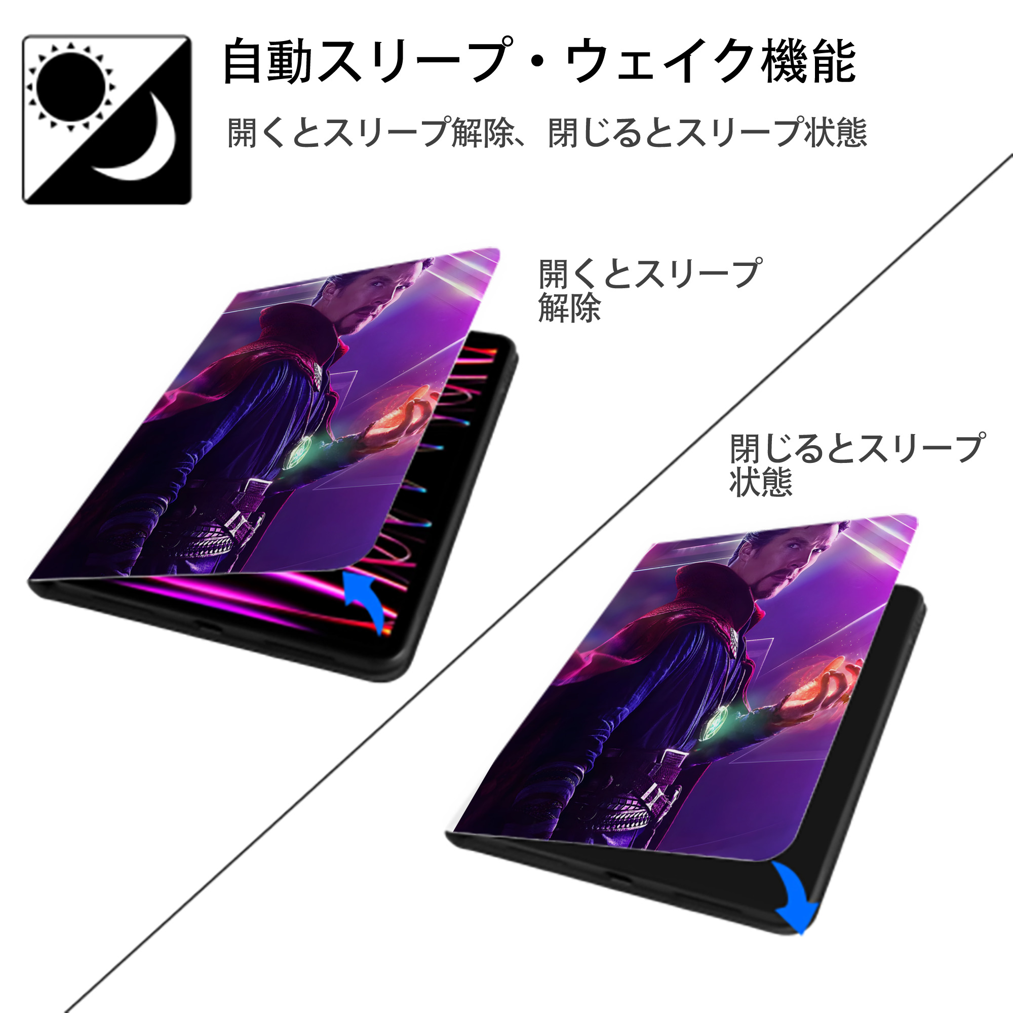 アベンジャーズ The Avengers IPad ケース ペン収納付き 三つ折りスタンド PUレザー×シリコン 対応機種9.5/10.5/10.9インチ
