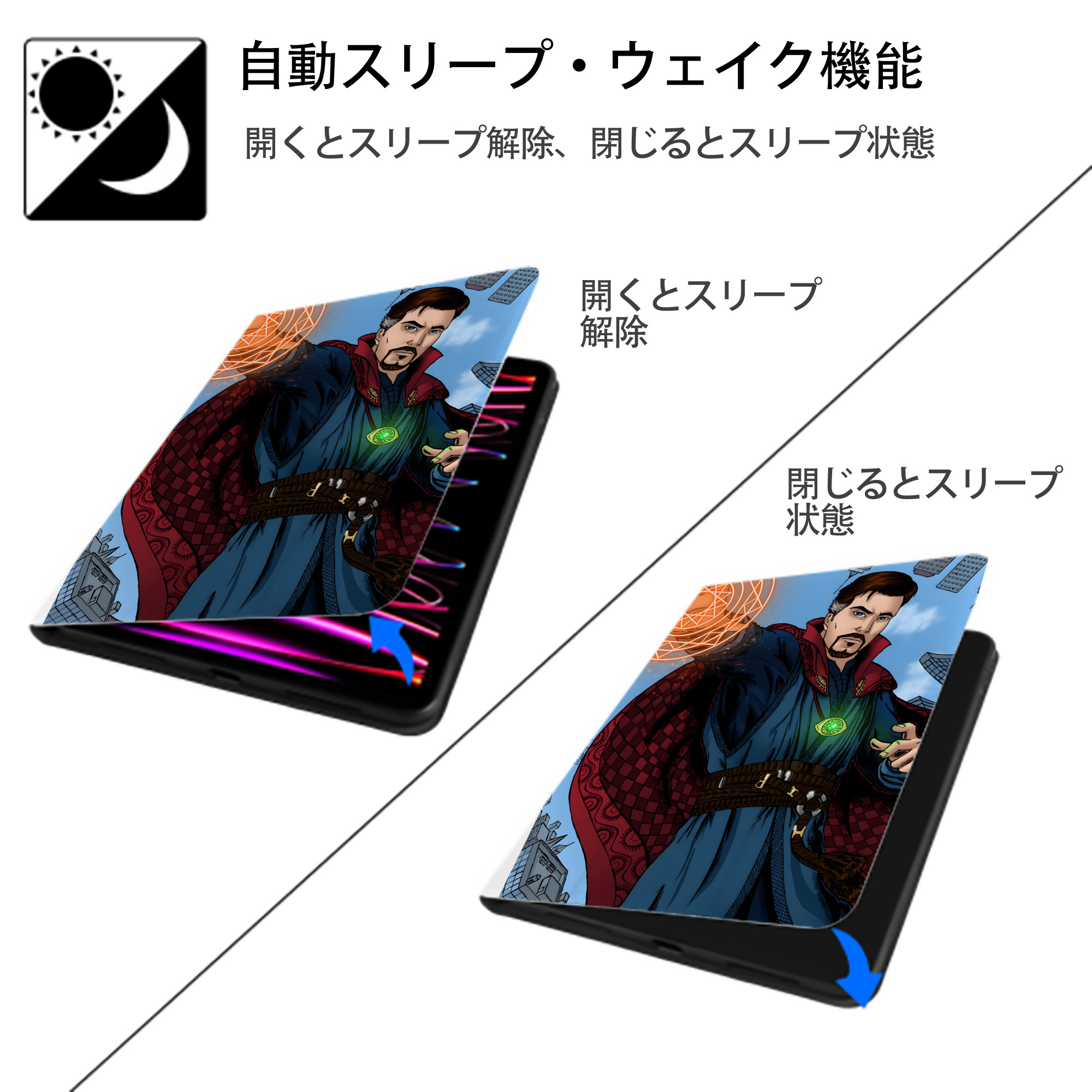アベンジャーズ The Avengers IPad ケース ペン収納付き 三つ折りスタンド PUレザー×シリコン 対応機種9.5/10.5/10.9インチ
