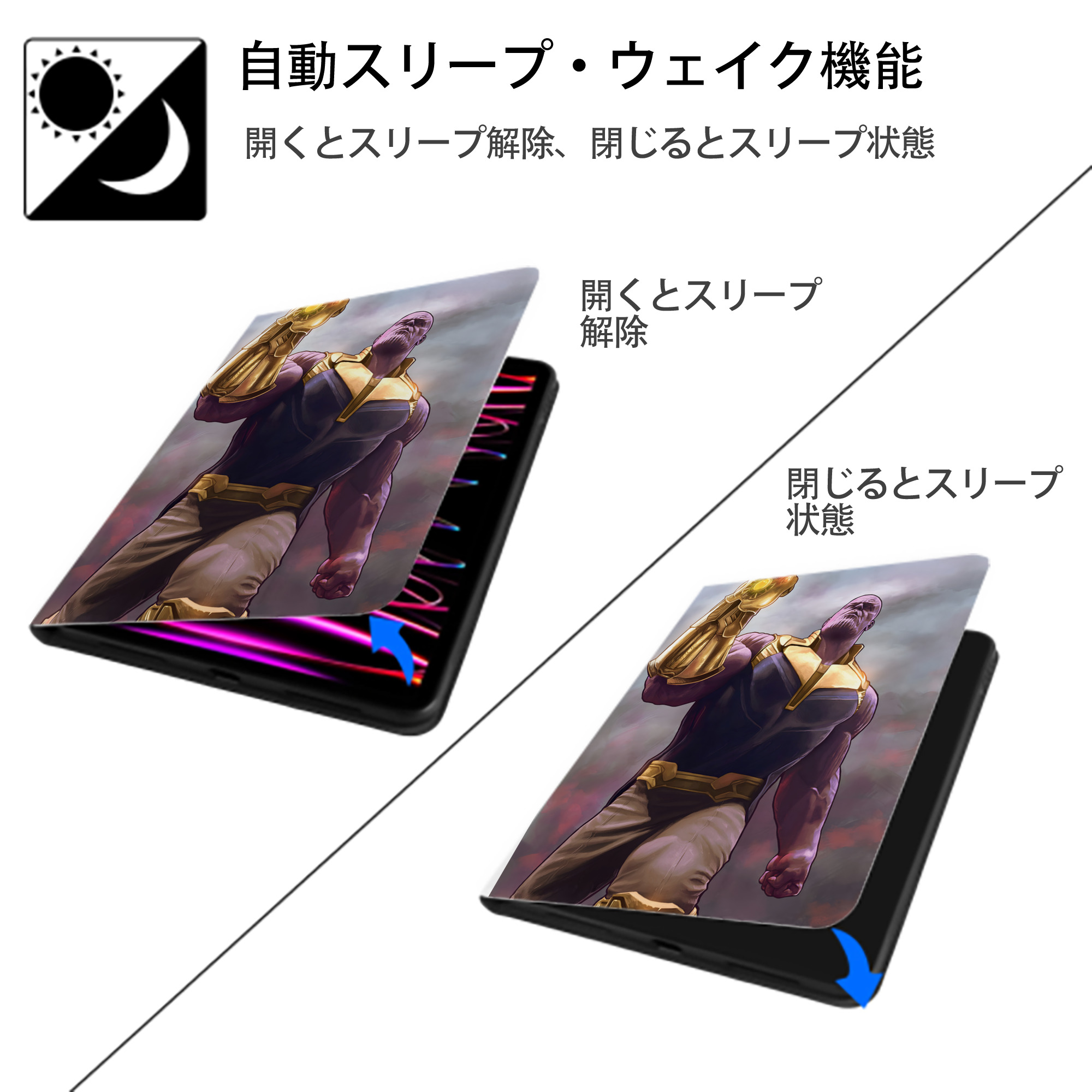 アベンジャーズ The Avengers IPad ケース ペン収納付き 三つ折りスタンド PUレザー×シリコン 対応機種9.5/10.5/10.9インチ