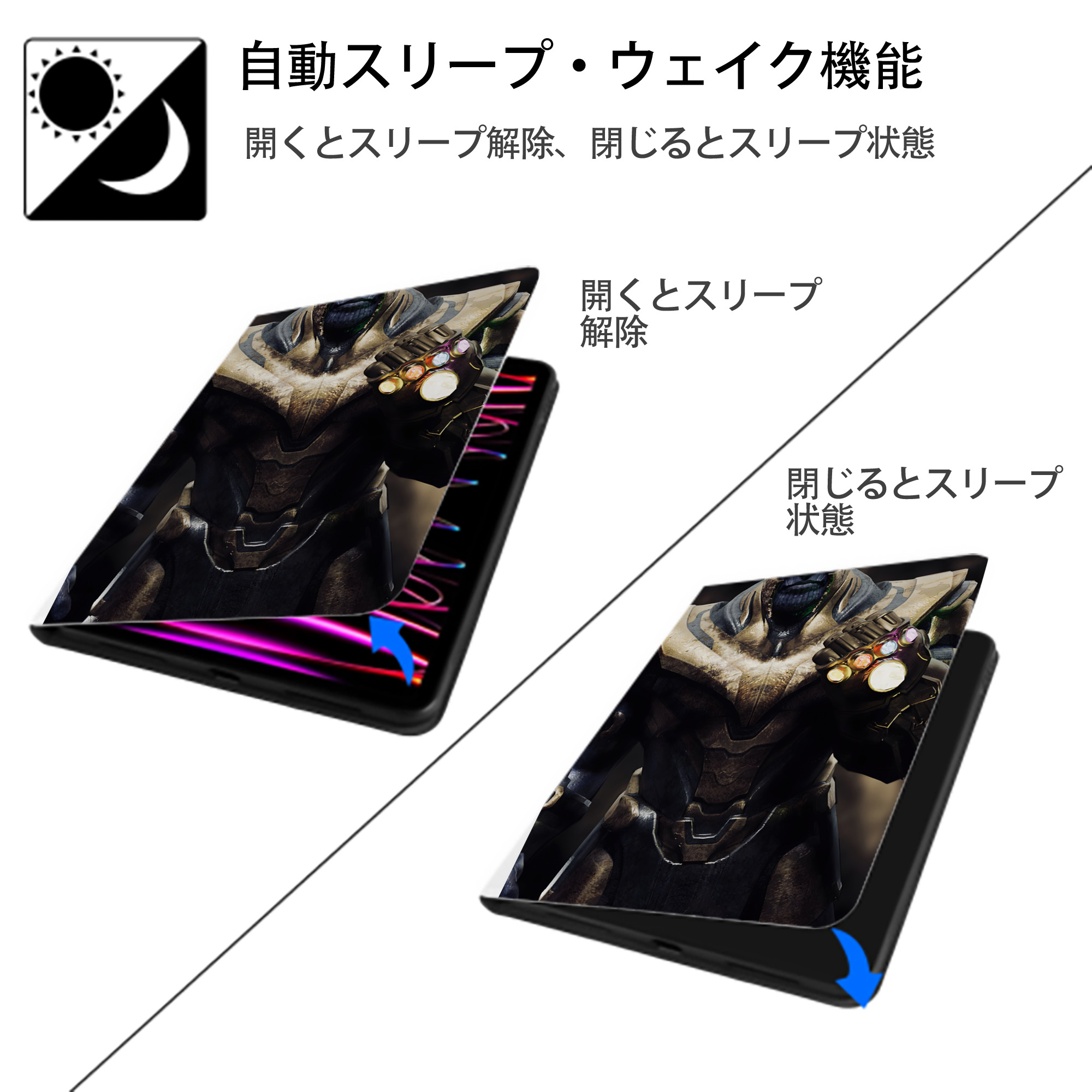アベンジャーズ The Avengers IPad ケース ペン収納付き 三つ折りスタンド PUレザー×シリコン 対応機種9.5/10.5/10.9インチ