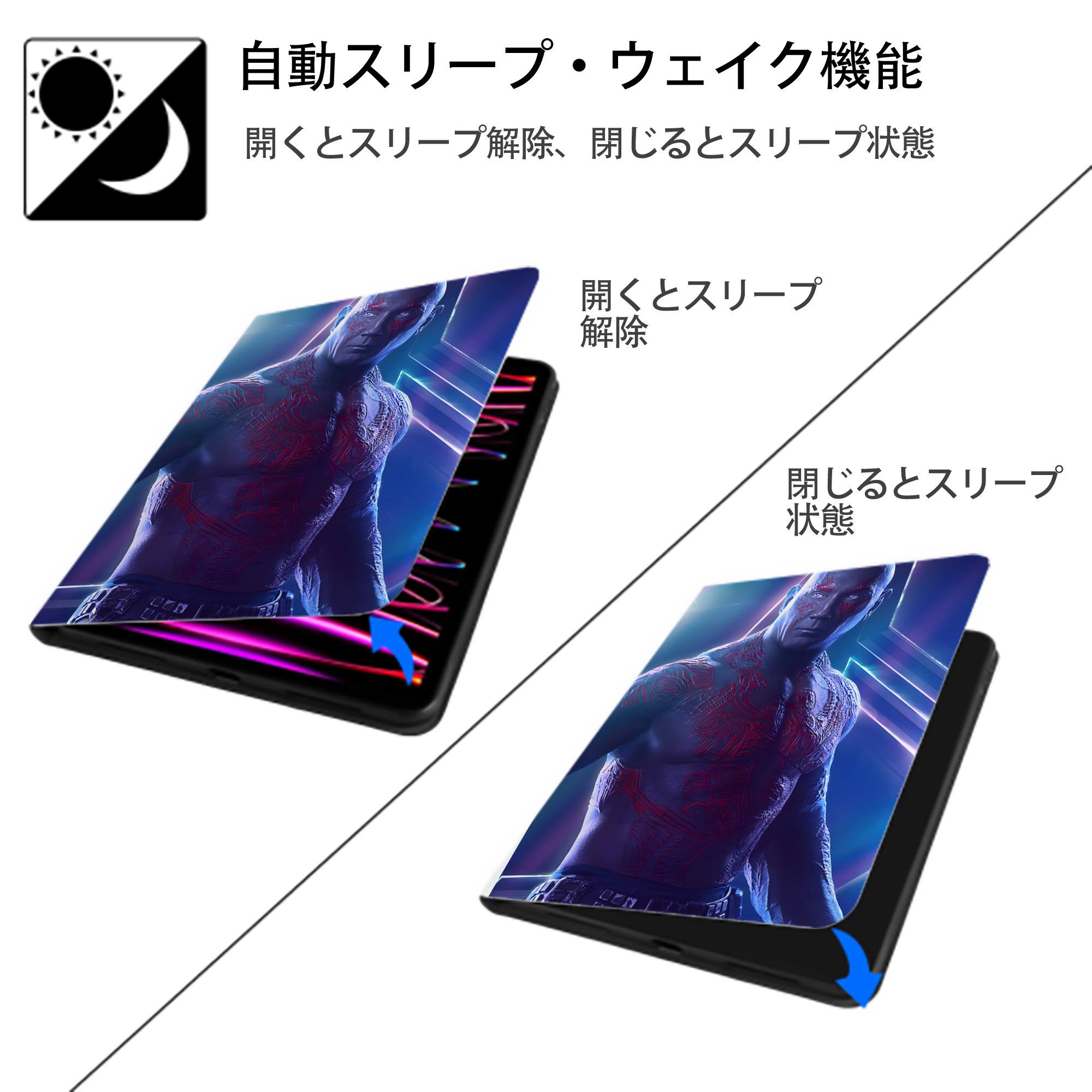 アベンジャーズ The Avengers IPad ケース ペン収納付き 三つ折りスタンド PUレザー×シリコン 対応機種9.5/10.5/10.9インチ