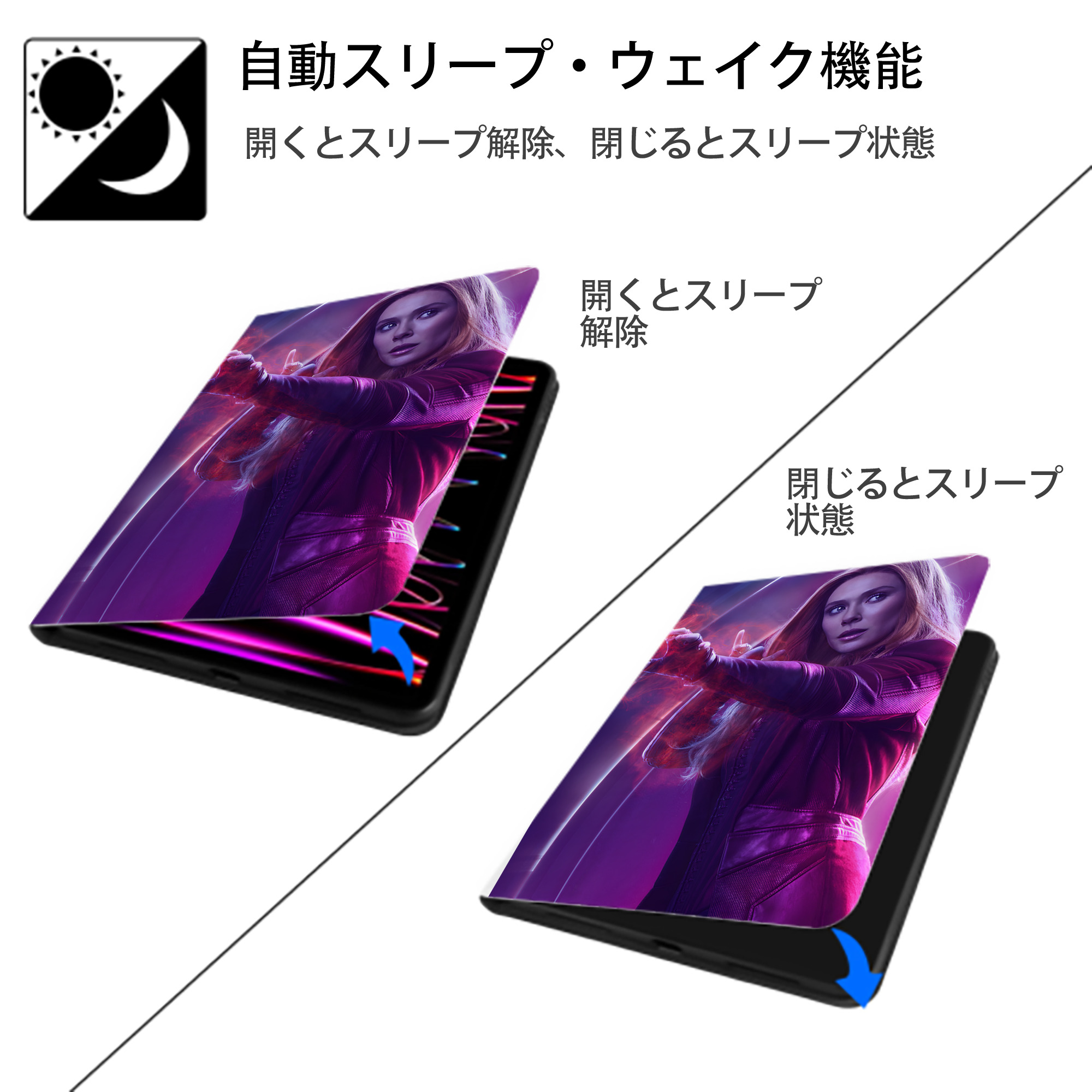 アベンジャーズ The Avengers IPad ケース ペン収納付き 三つ折りスタンド PUレザー×シリコン 対応機種9.5/10.5/10.9インチ