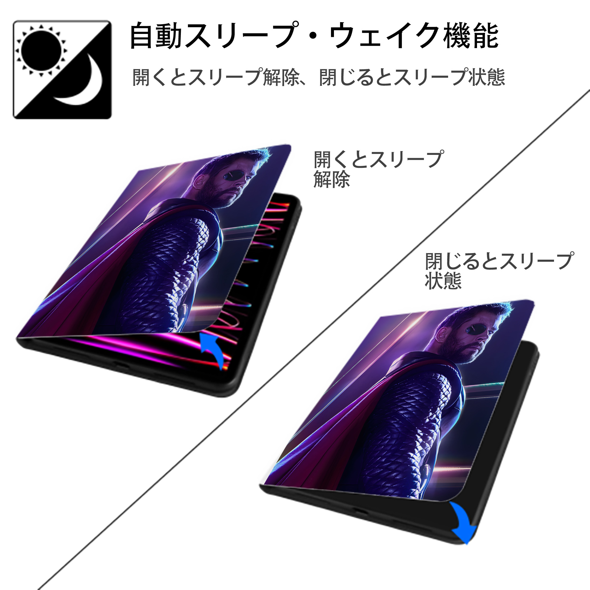 アベンジャーズ The Avengers IPad ケース ペン収納付き 三つ折りスタンド PUレザー×シリコン 対応機種9.5/10.5/10.9インチ