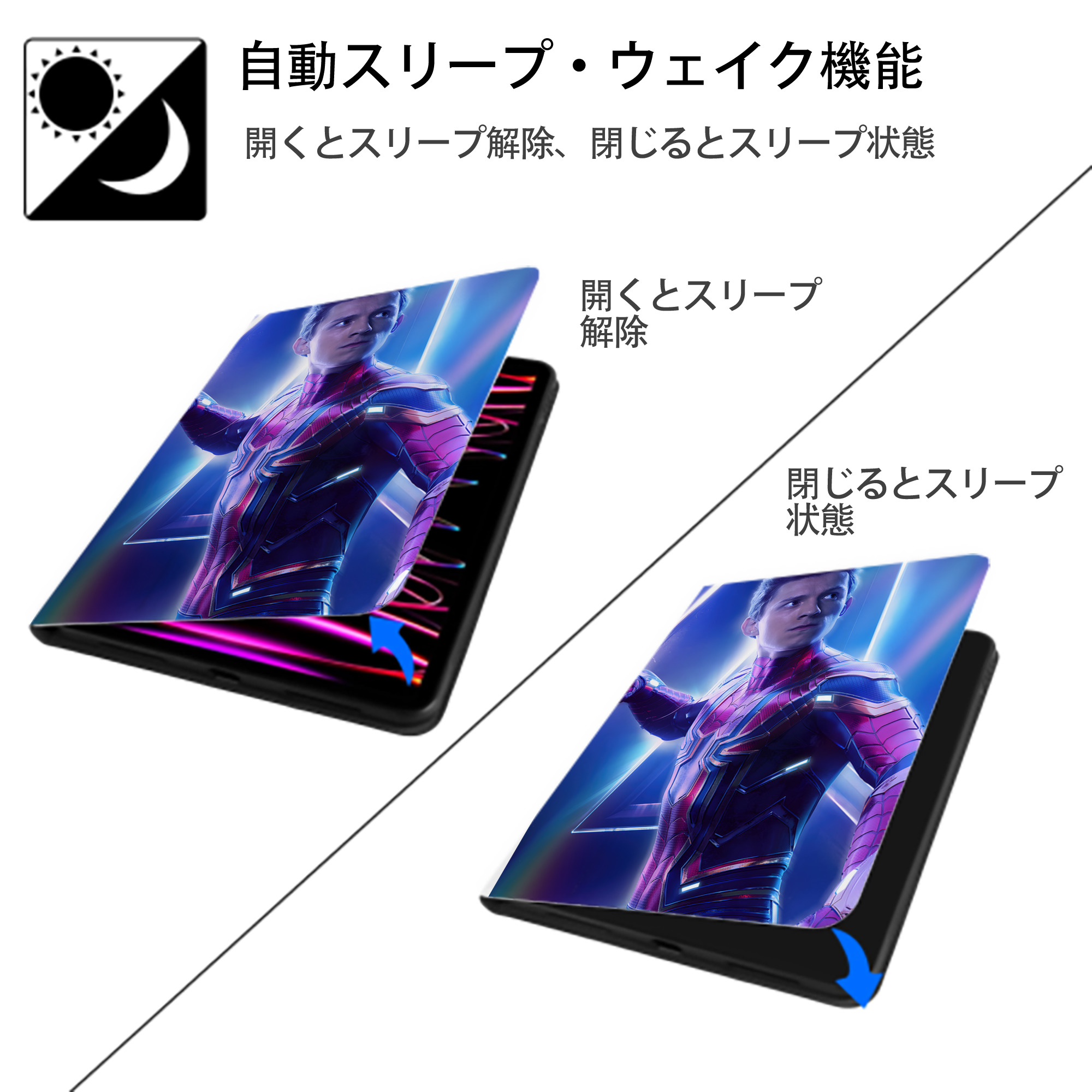 アベンジャーズ The Avengers IPad ケース ペン収納付き 三つ折りスタンド PUレザー×シリコン 対応機種9.5/10.5/10.9インチ