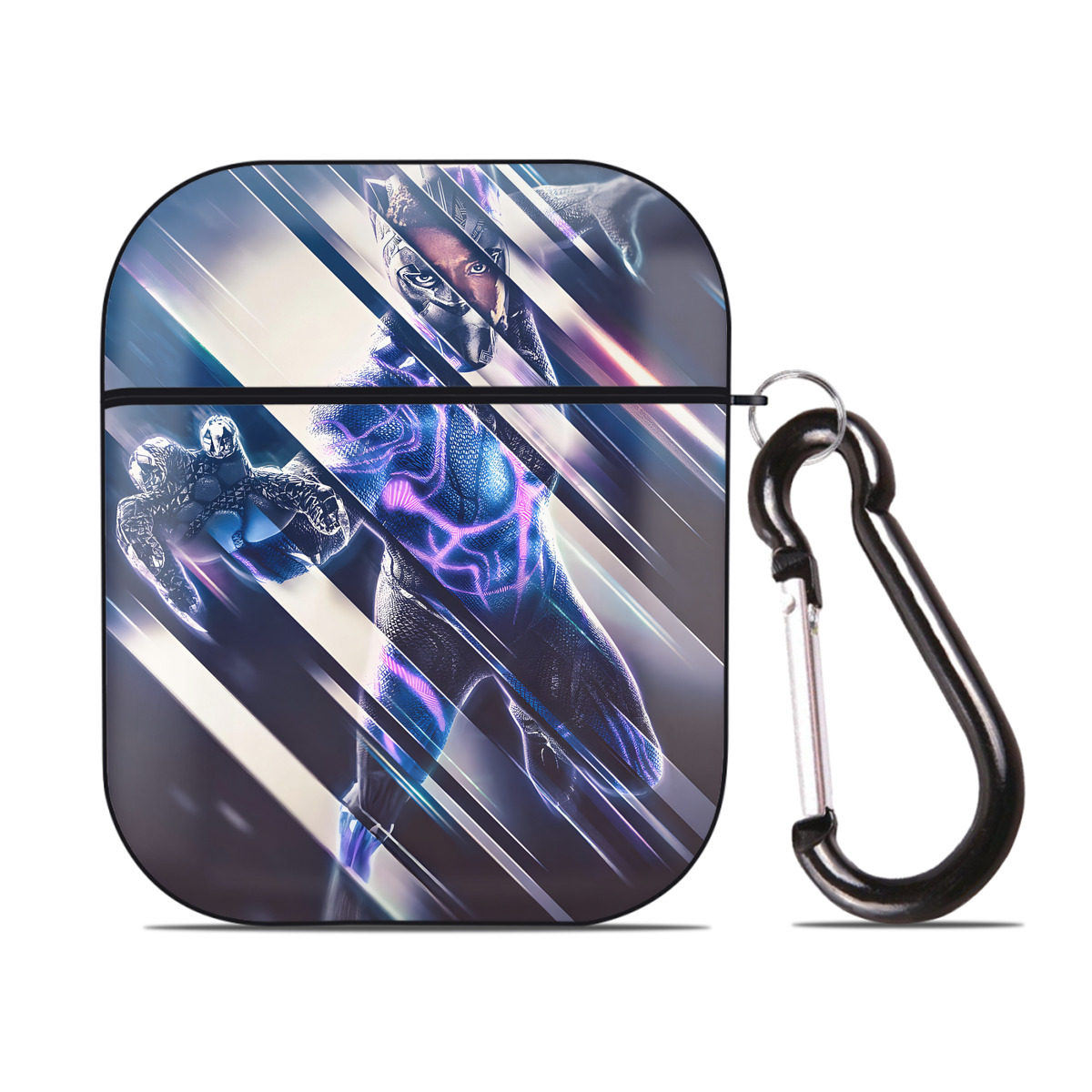 （画像用） アベンジャーズ The Avengers AirPods 第2世代保護ケース ハードシェル ブラック 耐衝撃・防指紋・カラビナ付き