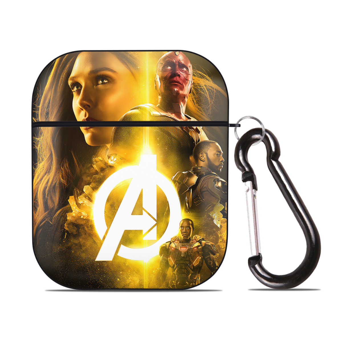 （画像用） アベンジャーズ The Avengers AirPods 第2世代保護ケース ハードシェル ブラック 耐衝撃・防指紋・カラビナ付き