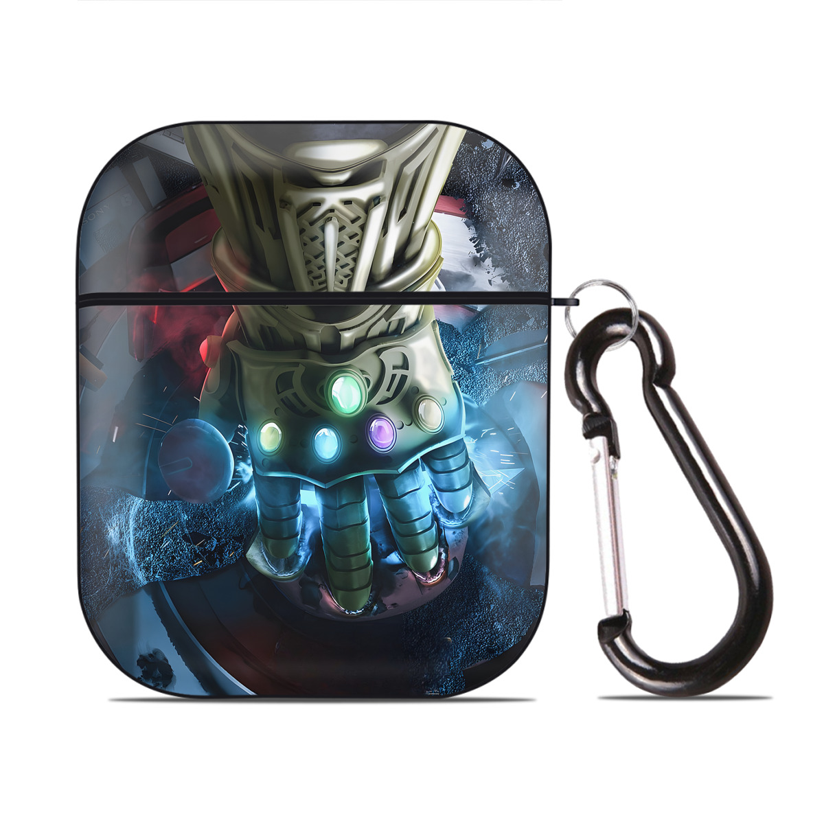 （画像用） アベンジャーズ The Avengers AirPods 第2世代保護ケース ハードシェル ブラック 耐衝撃・防指紋・カラビナ付き