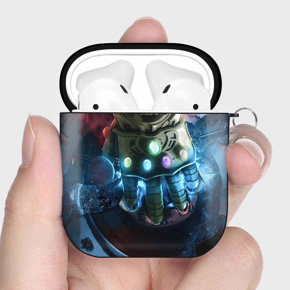 （画像用） アベンジャーズ The Avengers AirPods 第2世代保護ケース ハードシェル ブラック 耐衝撃・防指紋・カラビナ付き