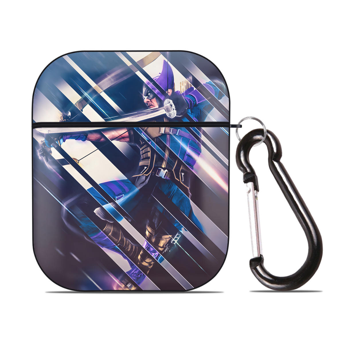 （画像用） アベンジャーズ The Avengers AirPods 第2世代保護ケース ハードシェル ブラック 耐衝撃・防指紋・カラビナ付き