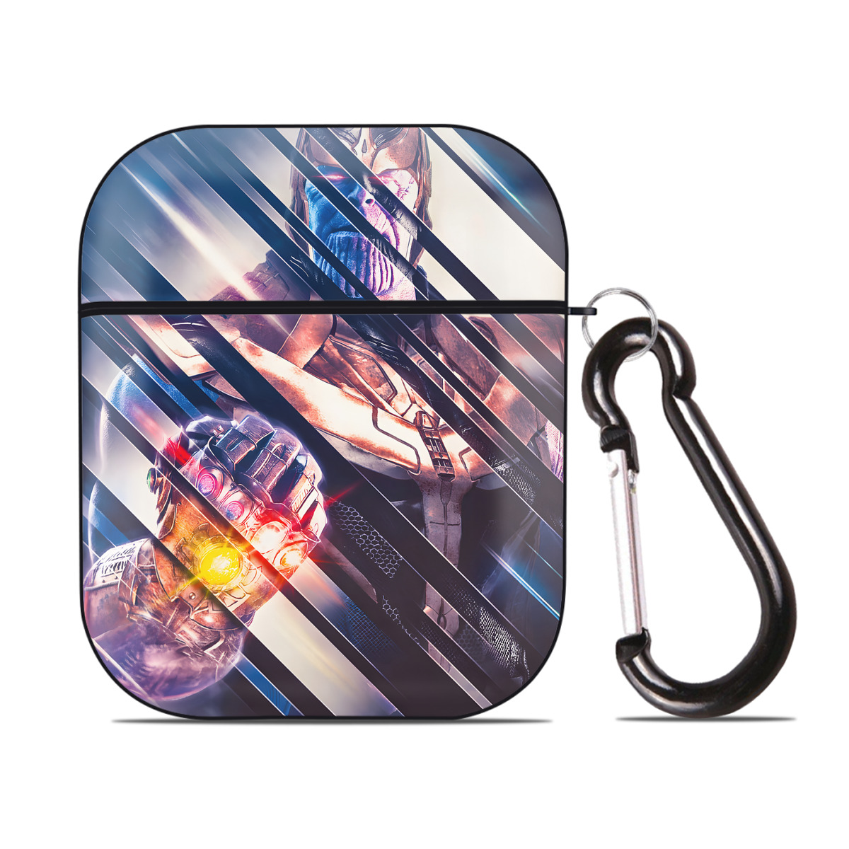 （画像用） アベンジャーズ The Avengers AirPods 第2世代保護ケース ハードシェル ブラック 耐衝撃・防指紋・カラビナ付き