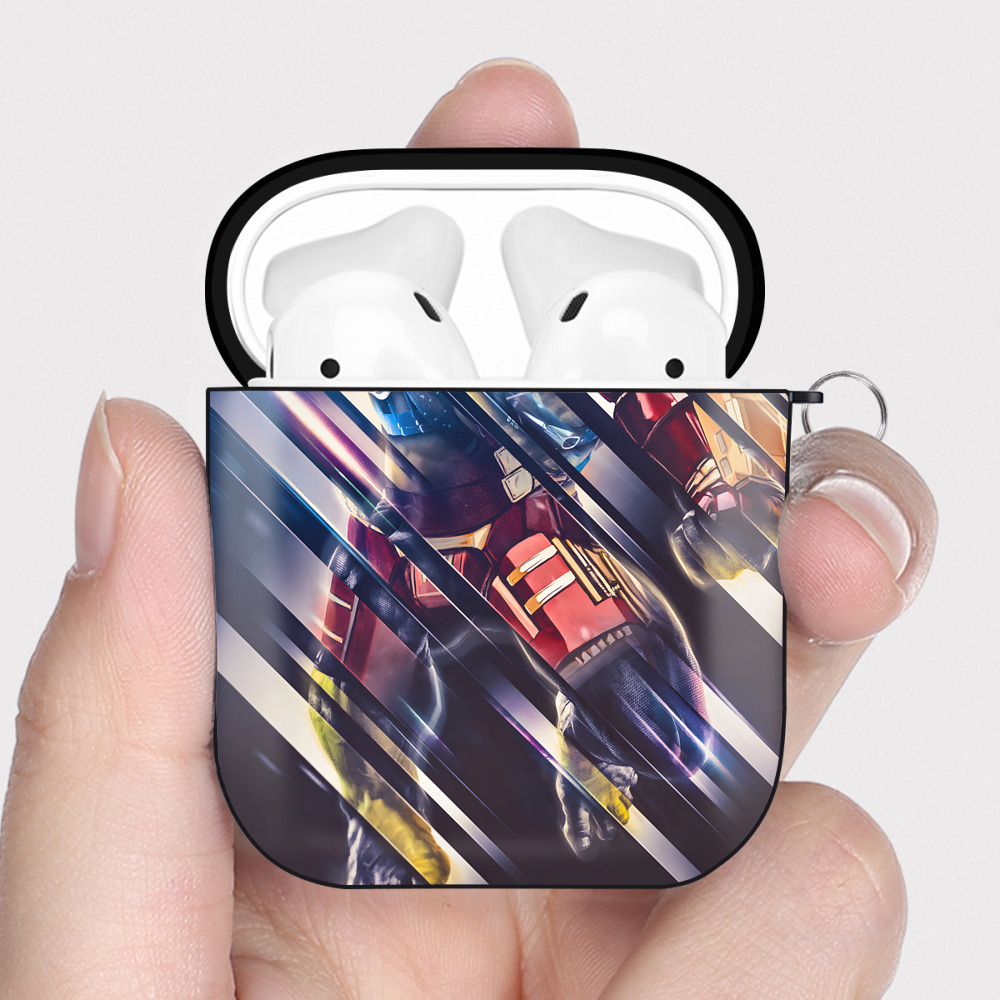 （画像用） アベンジャーズ The Avengers AirPods 第2世代保護ケース ハードシェル ブラック 耐衝撃・防指紋・カラビナ付き