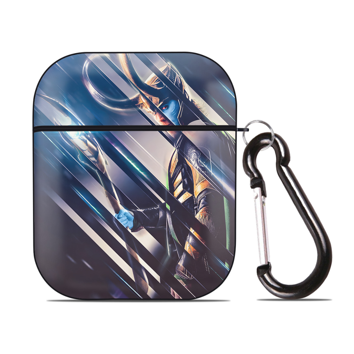 （画像用） アベンジャーズ The Avengers AirPods 第2世代保護ケース ハードシェル ブラック 耐衝撃・防指紋・カラビナ付き