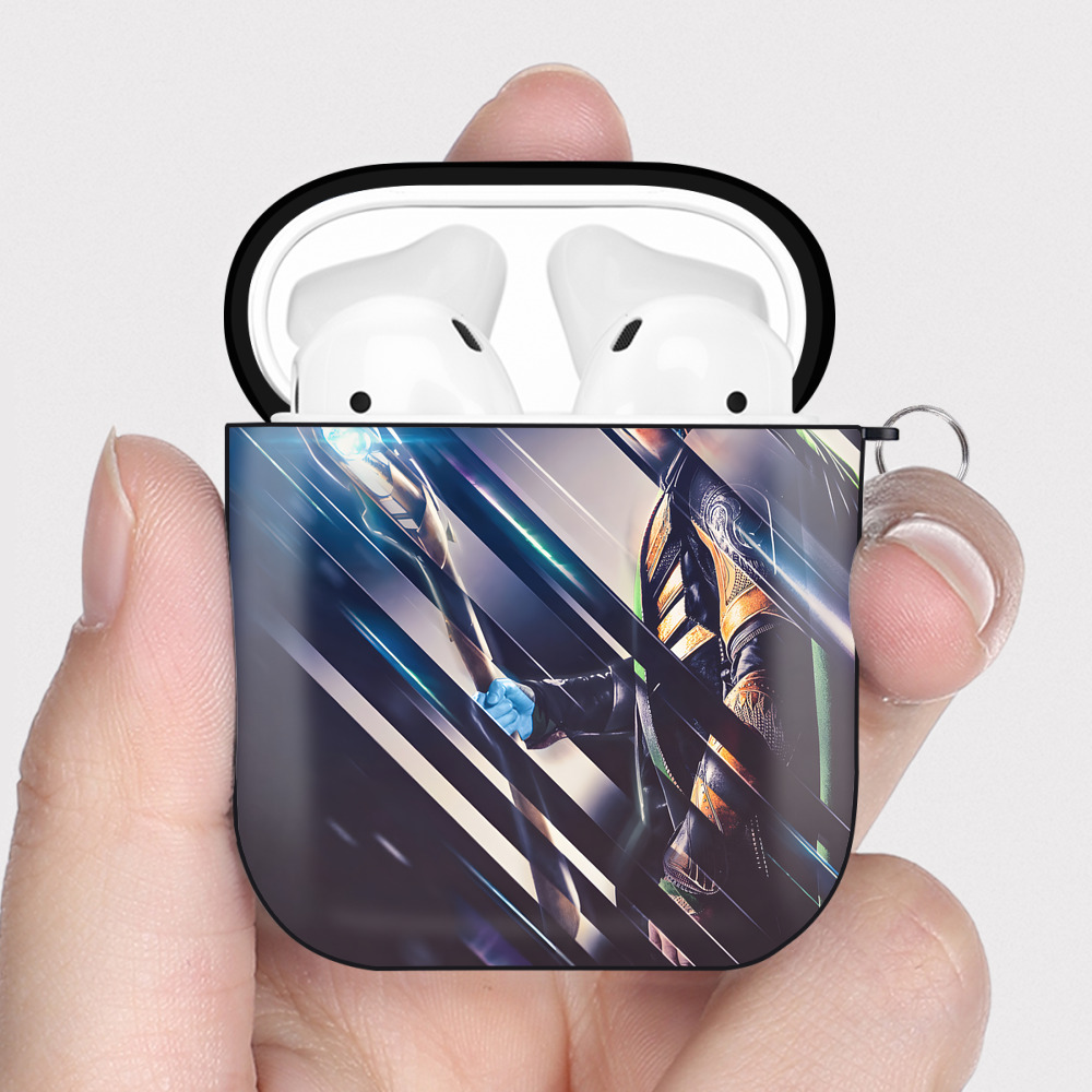 （画像用） アベンジャーズ The Avengers AirPods 第2世代保護ケース ハードシェル ブラック 耐衝撃・防指紋・カラビナ付き