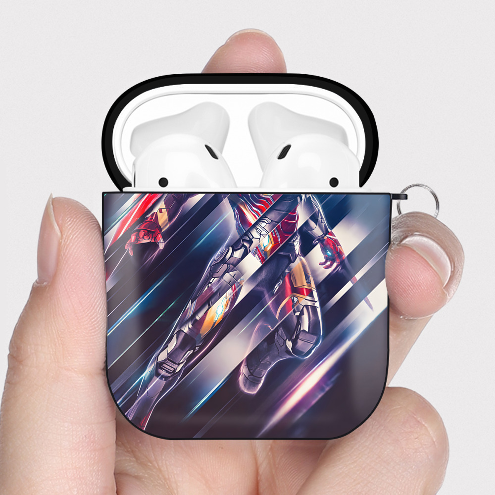 （画像用） アベンジャーズ The Avengers AirPods 第2世代保護ケース ハードシェル ブラック 耐衝撃・防指紋・カラビナ付き