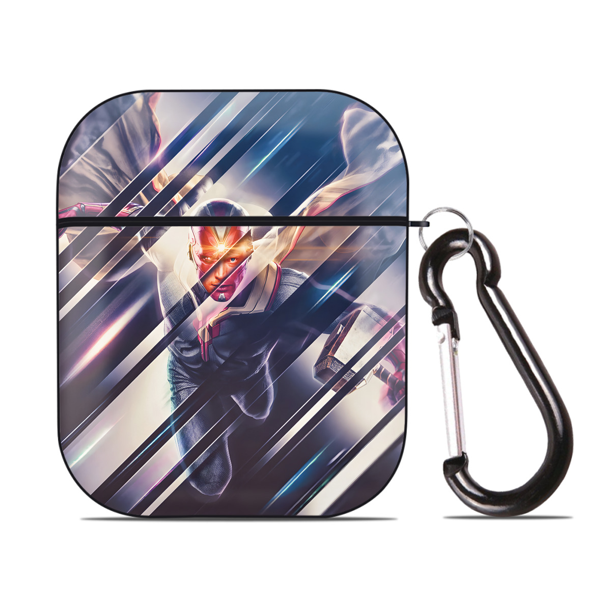（画像用） アベンジャーズ The Avengers AirPods 第2世代保護ケース ハードシェル ブラック 耐衝撃・防指紋・カラビナ付き