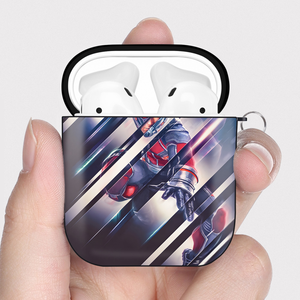 （画像用） アベンジャーズ The Avengers AirPods 第2世代保護ケース ハードシェル ブラック 耐衝撃・防指紋・カラビナ付き