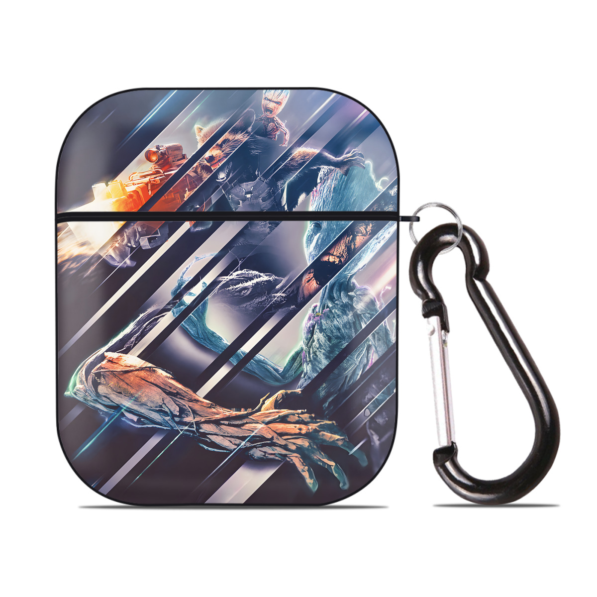 （画像用） アベンジャーズ The Avengers AirPods 第2世代保護ケース ハードシェル ブラック 耐衝撃・防指紋・カラビナ付き