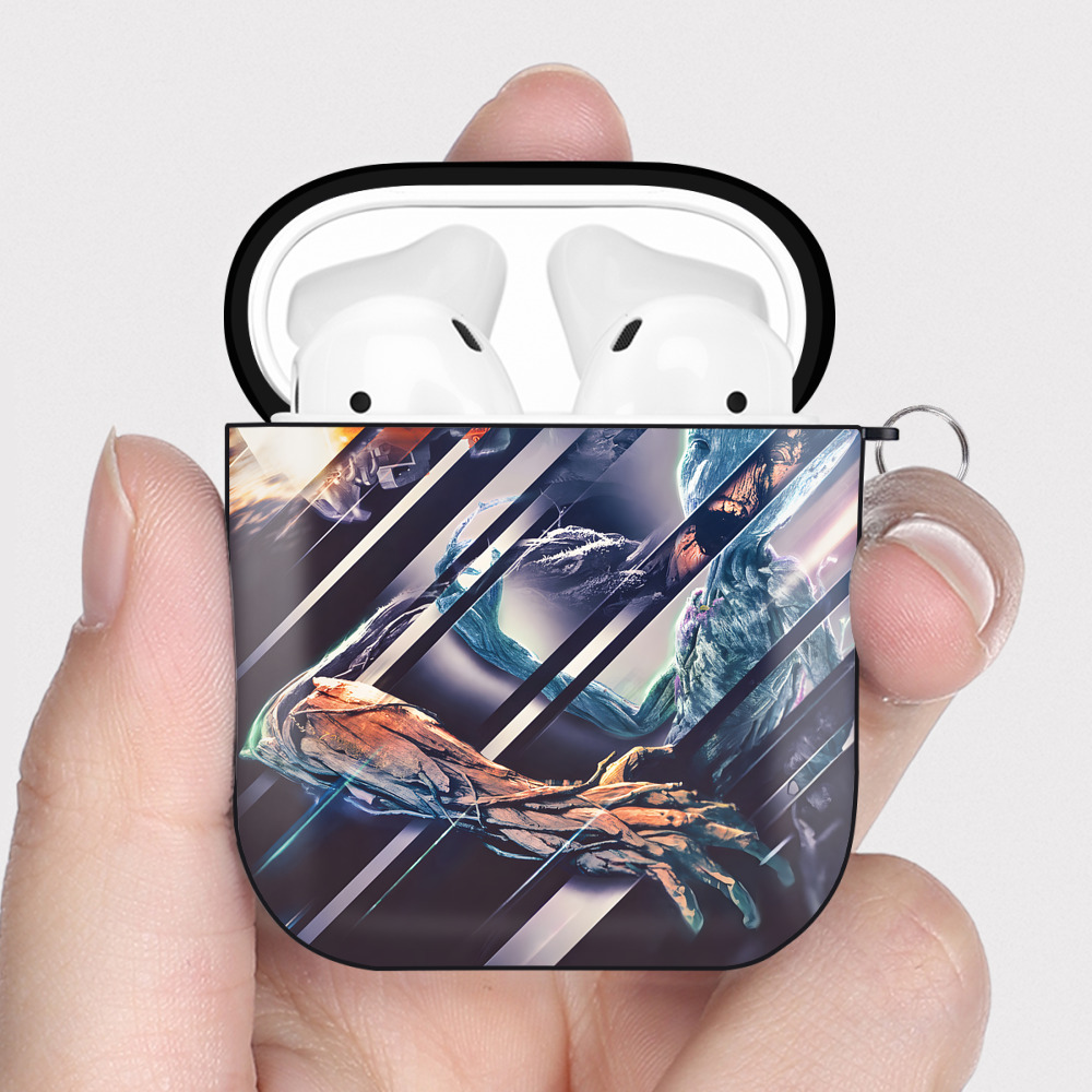 （画像用） アベンジャーズ The Avengers AirPods 第2世代保護ケース ハードシェル ブラック 耐衝撃・防指紋・カラビナ付き