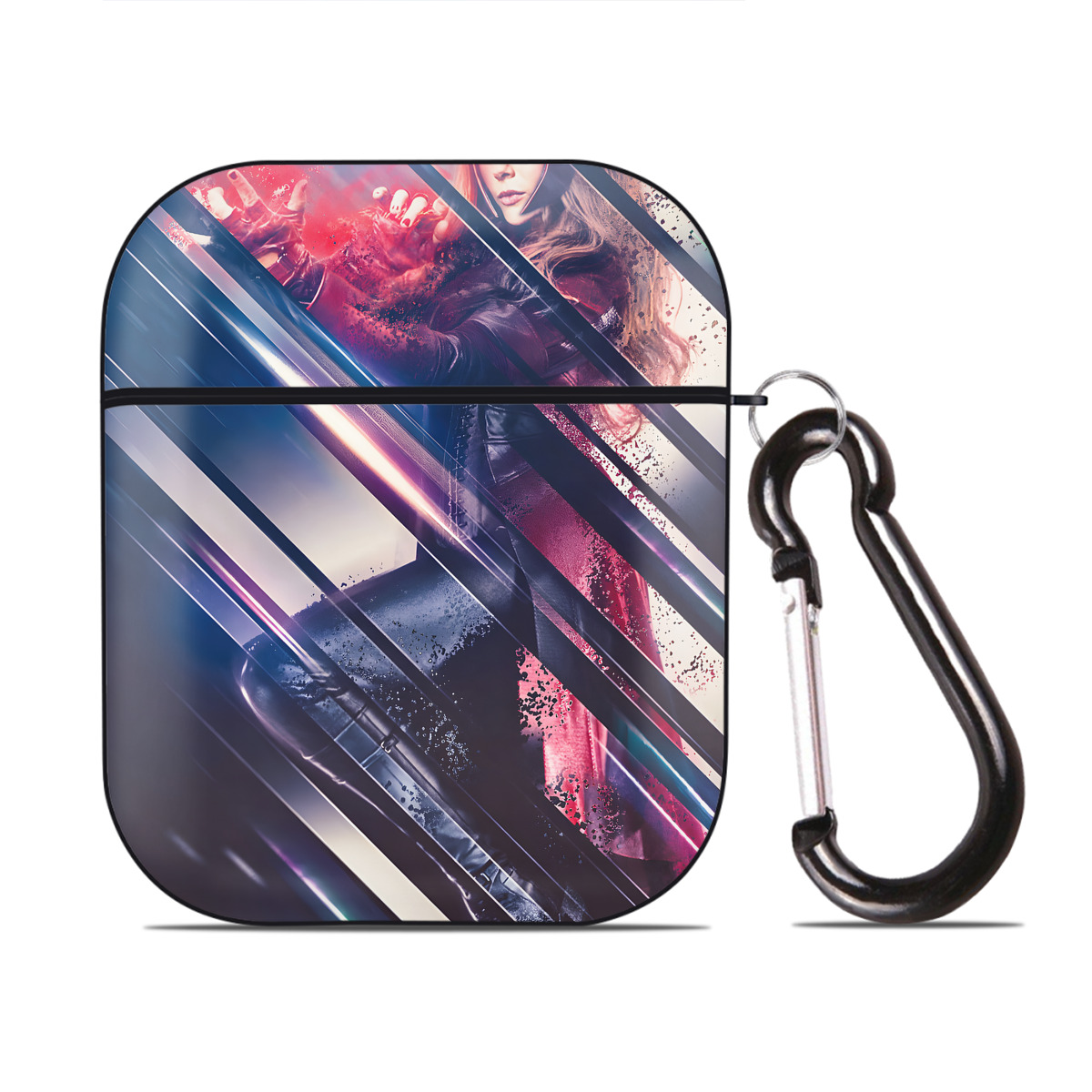（画像用） アベンジャーズ The Avengers AirPods 第2世代保護ケース ハードシェル ブラック 耐衝撃・防指紋・カラビナ付き