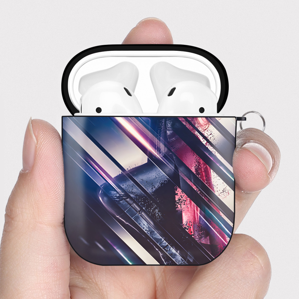 （画像用） アベンジャーズ The Avengers AirPods 第2世代保護ケース ハードシェル ブラック 耐衝撃・防指紋・カラビナ付き
