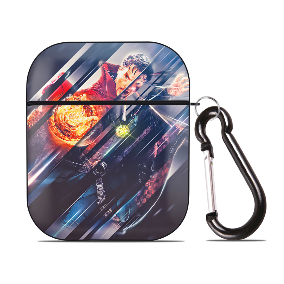 （画像用） アベンジャーズ The Avengers AirPods 第2世代保護ケース ハードシェル ブラック 耐衝撃・防指紋・カラビナ付き