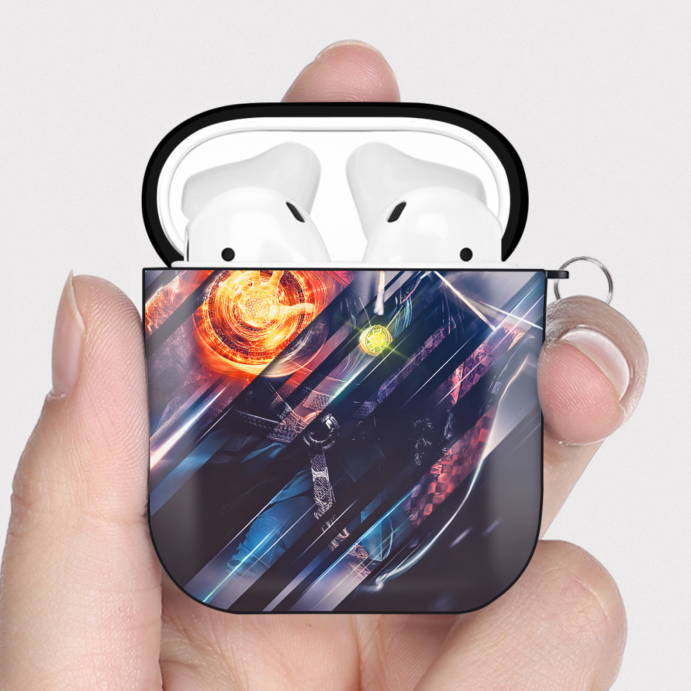 （画像用） アベンジャーズ The Avengers AirPods 第2世代保護ケース ハードシェル ブラック 耐衝撃・防指紋・カラビナ付き