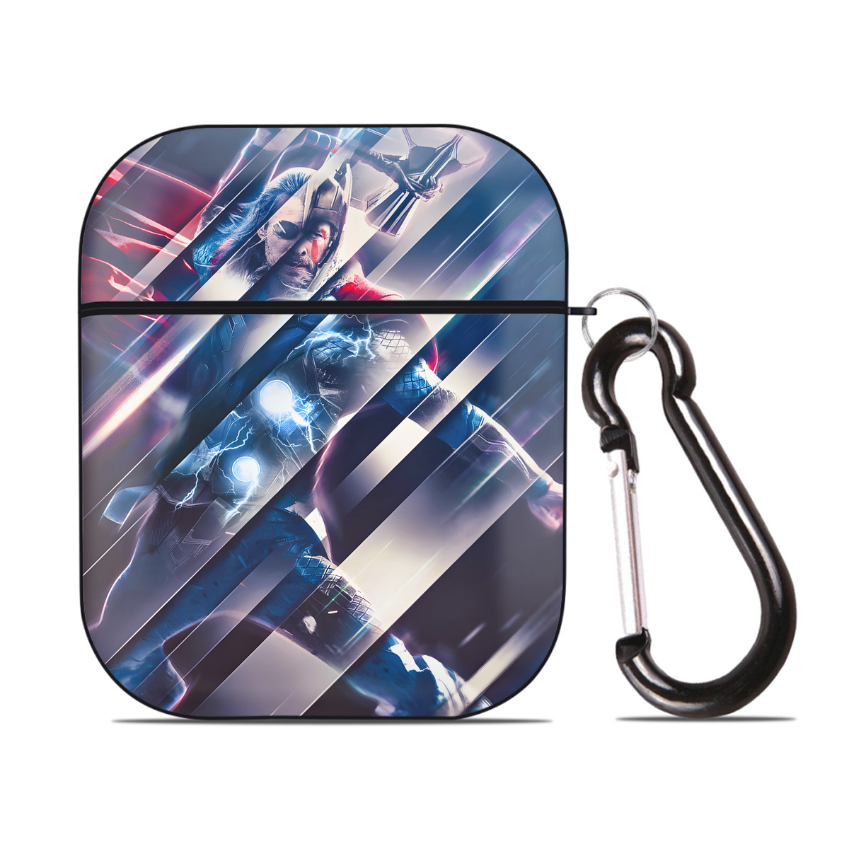 （画像用） アベンジャーズ The Avengers AirPods 第2世代保護ケース ハードシェル ブラック 耐衝撃・防指紋・カラビナ付き