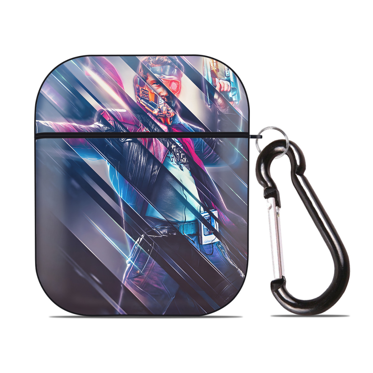 （画像用） アベンジャーズ The Avengers AirPods 第2世代保護ケース ハードシェル ブラック 耐衝撃・防指紋・カラビナ付き