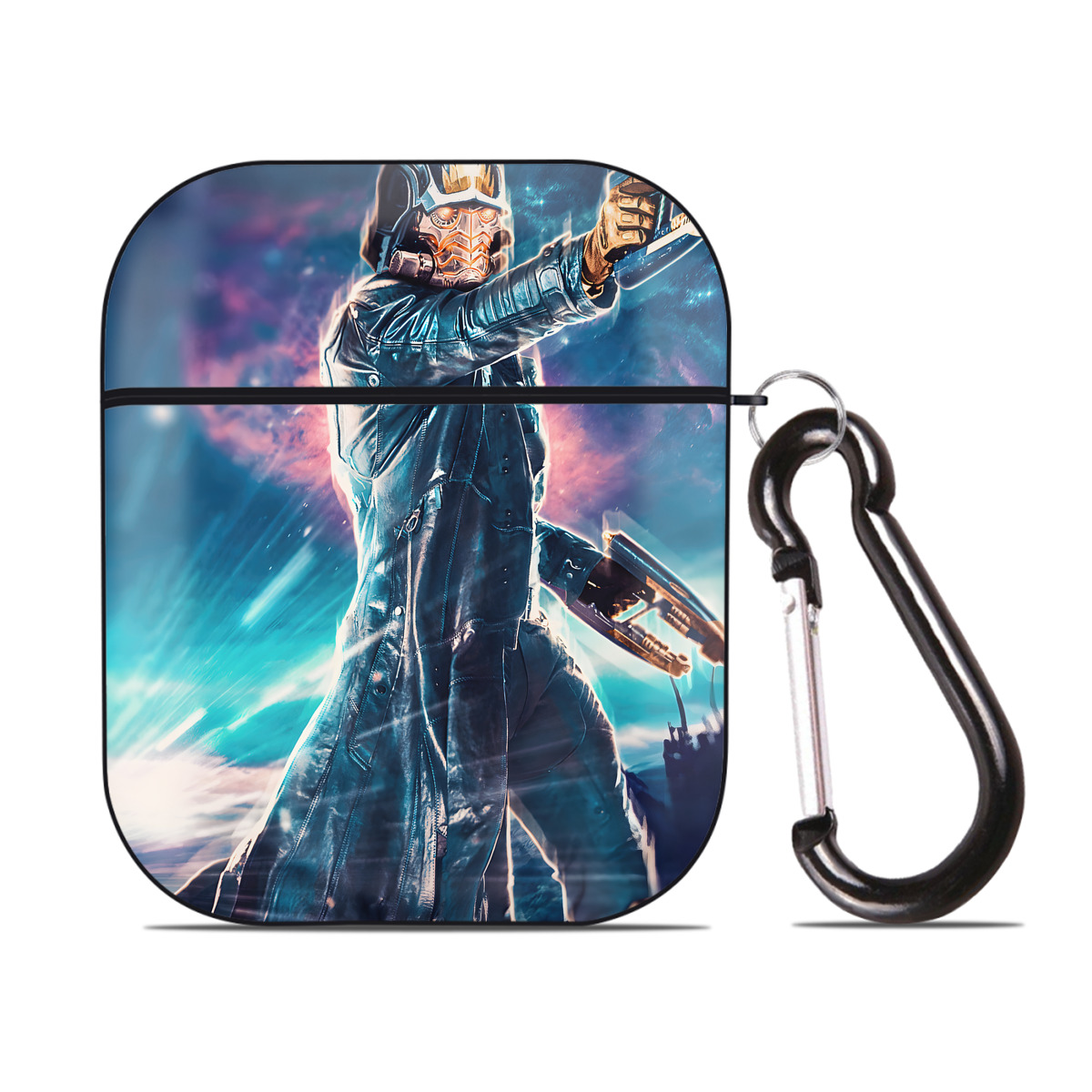 （画像用） アベンジャーズ The Avengers AirPods 第2世代保護ケース ハードシェル ブラック 耐衝撃・防指紋・カラビナ付き