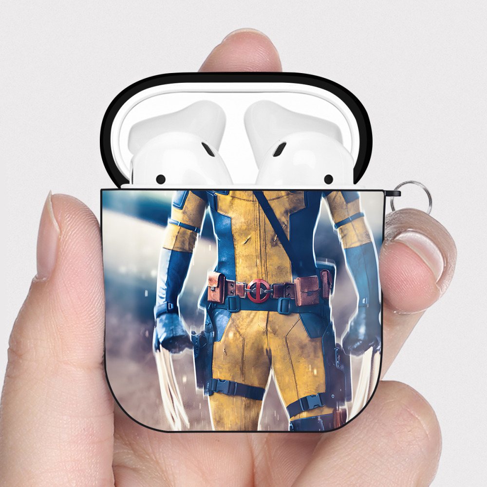 （画像用） アベンジャーズ The Avengers AirPods 第2世代保護ケース ハードシェル ブラック 耐衝撃・防指紋・カラビナ付き