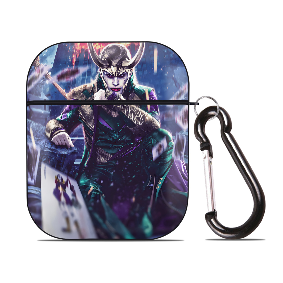 （画像用） アベンジャーズ The Avengers AirPods 第2世代保護ケース ハードシェル ブラック 耐衝撃・防指紋・カラビナ付き