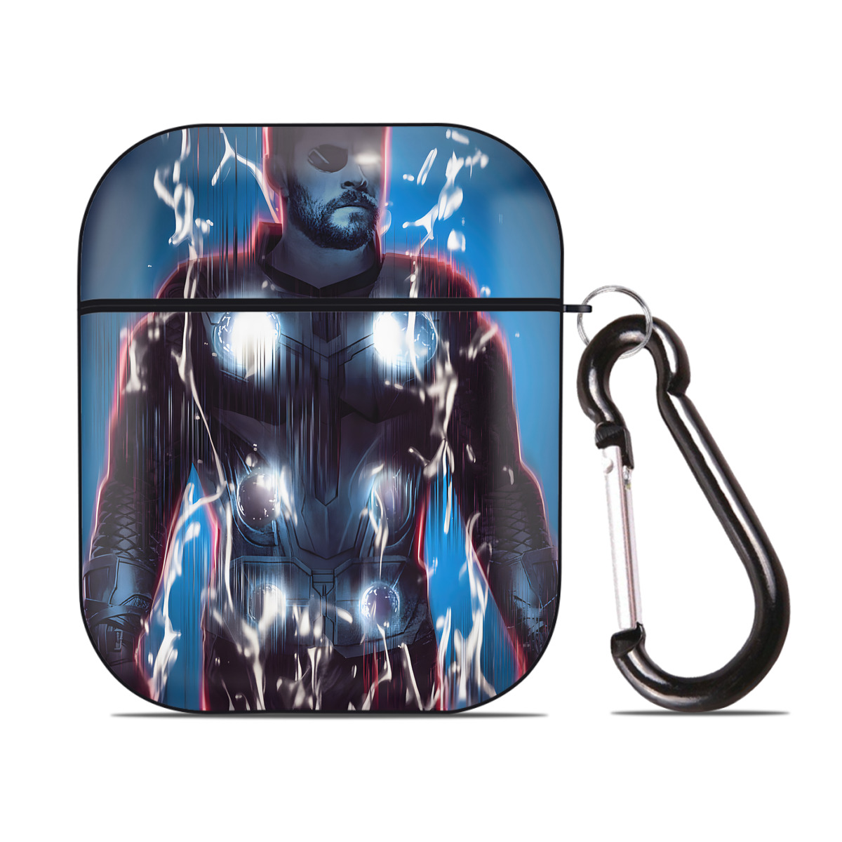 （画像用） アベンジャーズ The Avengers AirPods 第2世代保護ケース ハードシェル ブラック 耐衝撃・防指紋・カラビナ付き