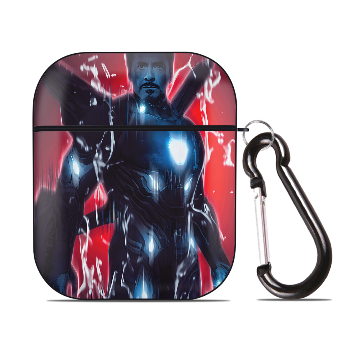 （画像用） アベンジャーズ The Avengers AirPods 第2世代保護ケース ハードシェル ブラック 耐衝撃・防指紋・カラビナ付き