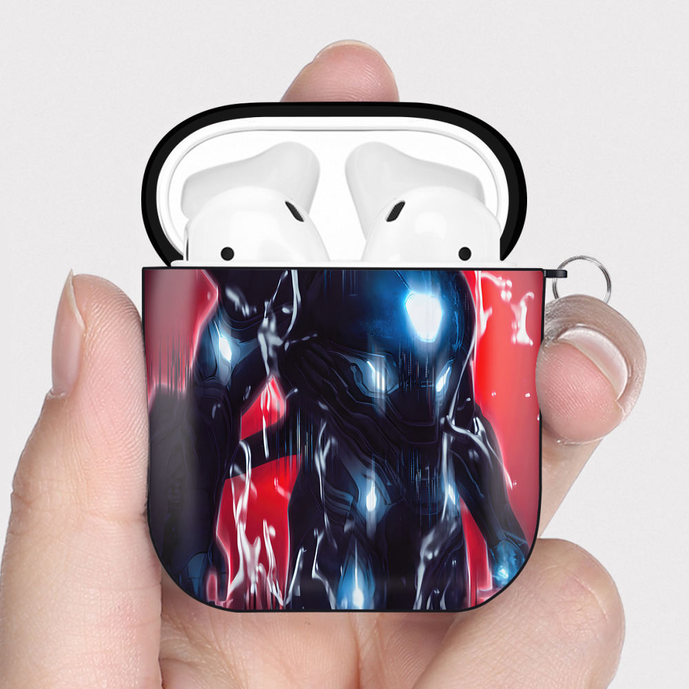 （画像用） アベンジャーズ The Avengers AirPods 第2世代保護ケース ハードシェル ブラック 耐衝撃・防指紋・カラビナ付き
