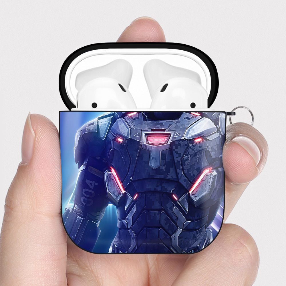 （画像用） アベンジャーズ The Avengers AirPods 第2世代保護ケース ハードシェル ブラック 耐衝撃・防指紋・カラビナ付き