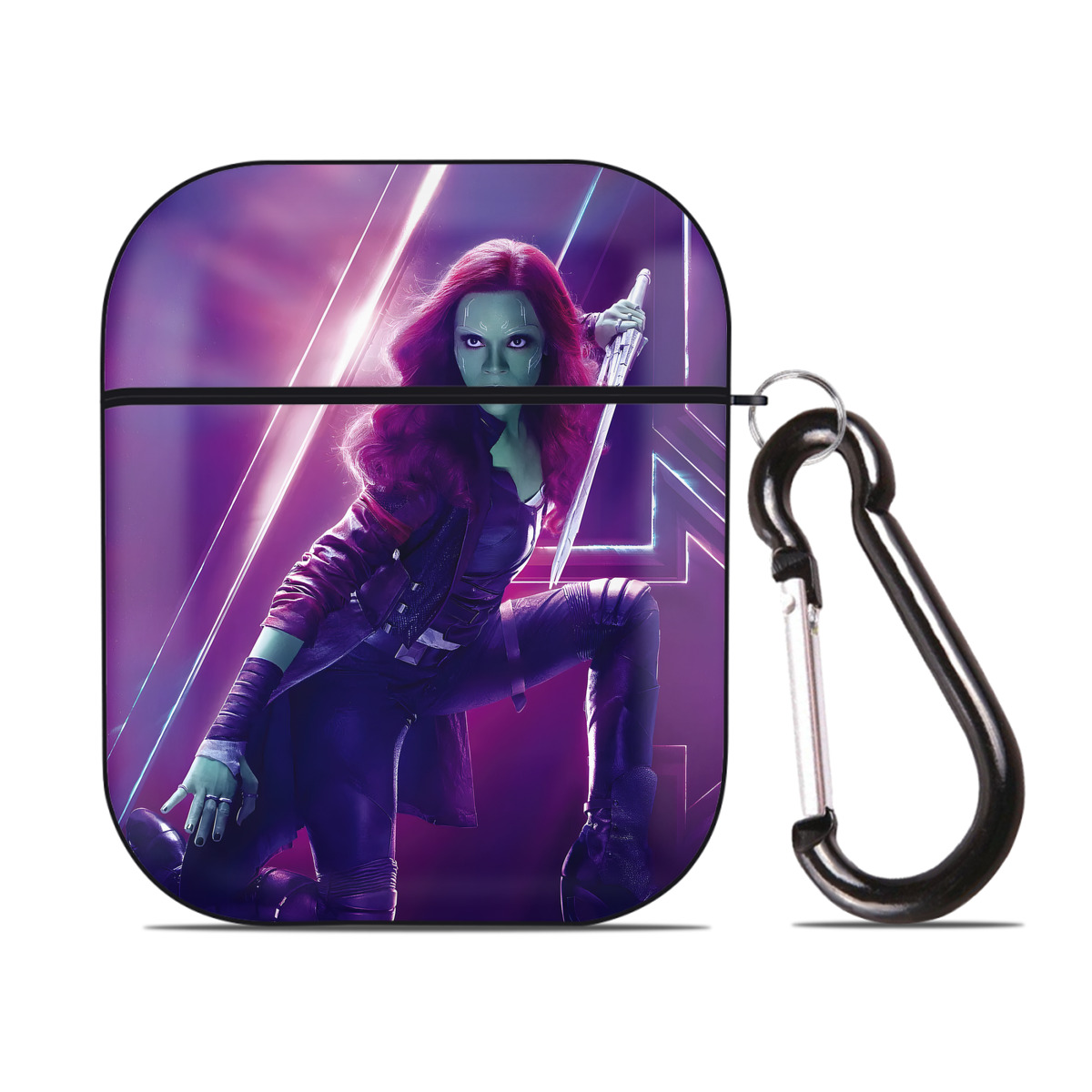 （画像用） アベンジャーズ The Avengers AirPods 第2世代保護ケース ハードシェル ブラック 耐衝撃・防指紋・カラビナ付き