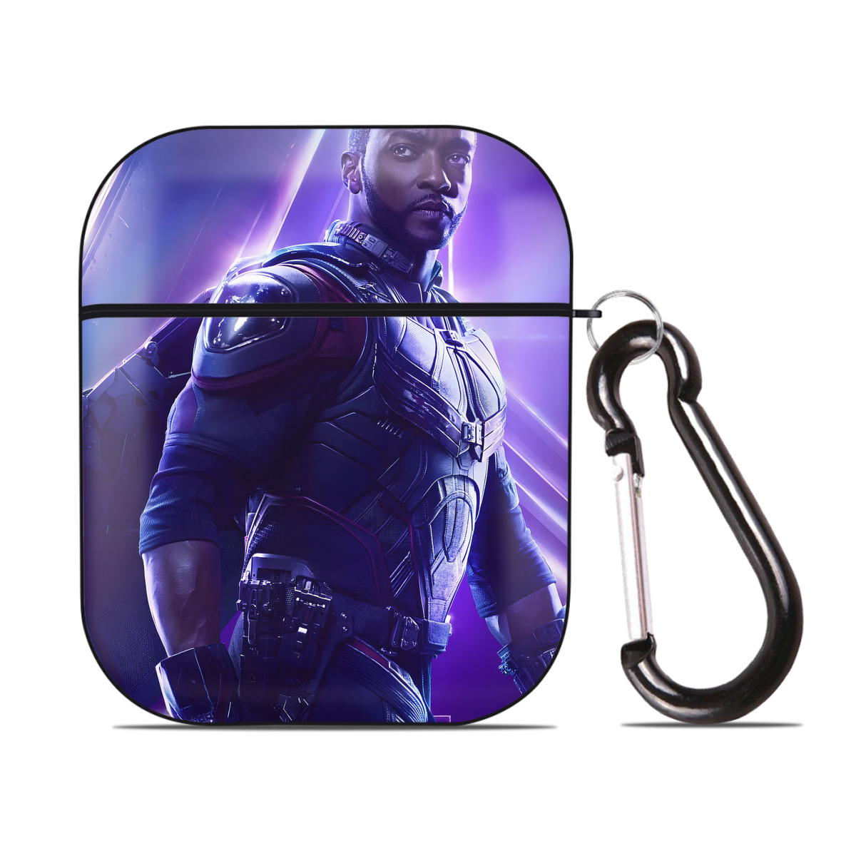 （画像用） アベンジャーズ The Avengers AirPods 第2世代保護ケース ハードシェル ブラック 耐衝撃・防指紋・カラビナ付き