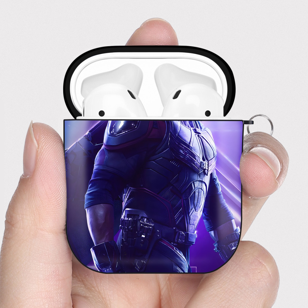 （画像用） アベンジャーズ The Avengers AirPods 第2世代保護ケース ハードシェル ブラック 耐衝撃・防指紋・カラビナ付き