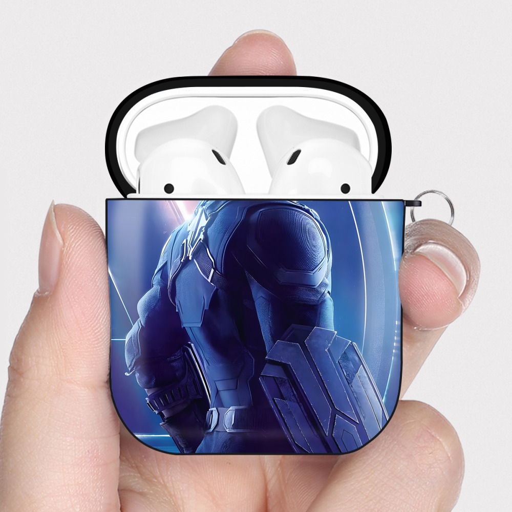 （画像用） アベンジャーズ The Avengers AirPods 第2世代保護ケース ハードシェル ブラック 耐衝撃・防指紋・カラビナ付き