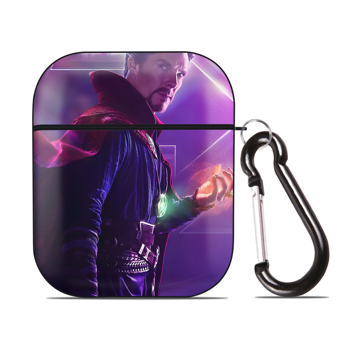 （画像用） アベンジャーズ The Avengers AirPods 第2世代保護ケース ハードシェル ブラック 耐衝撃・防指紋・カラビナ付き