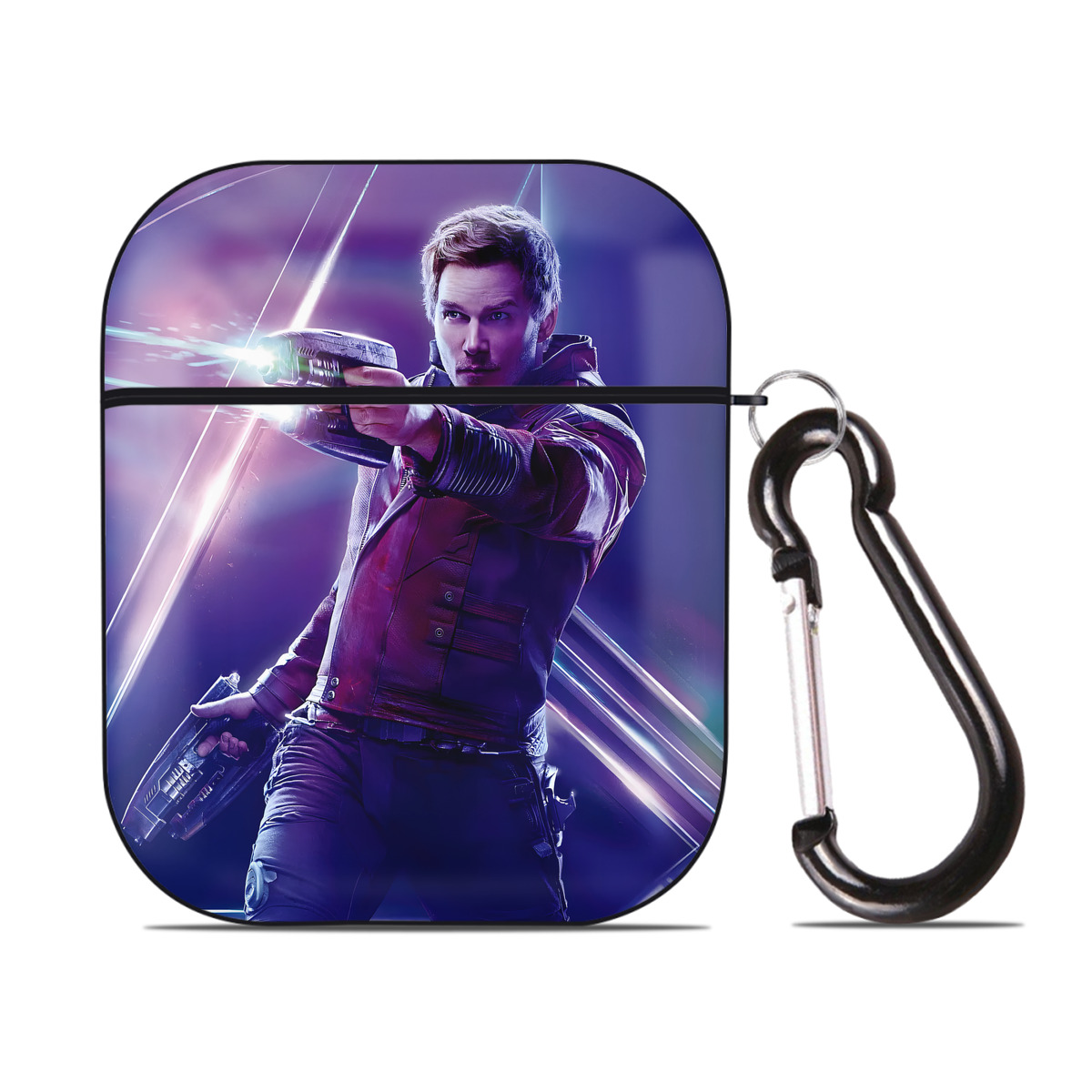 （画像用） アベンジャーズ The Avengers AirPods 第2世代保護ケース ハードシェル ブラック 耐衝撃・防指紋・カラビナ付き